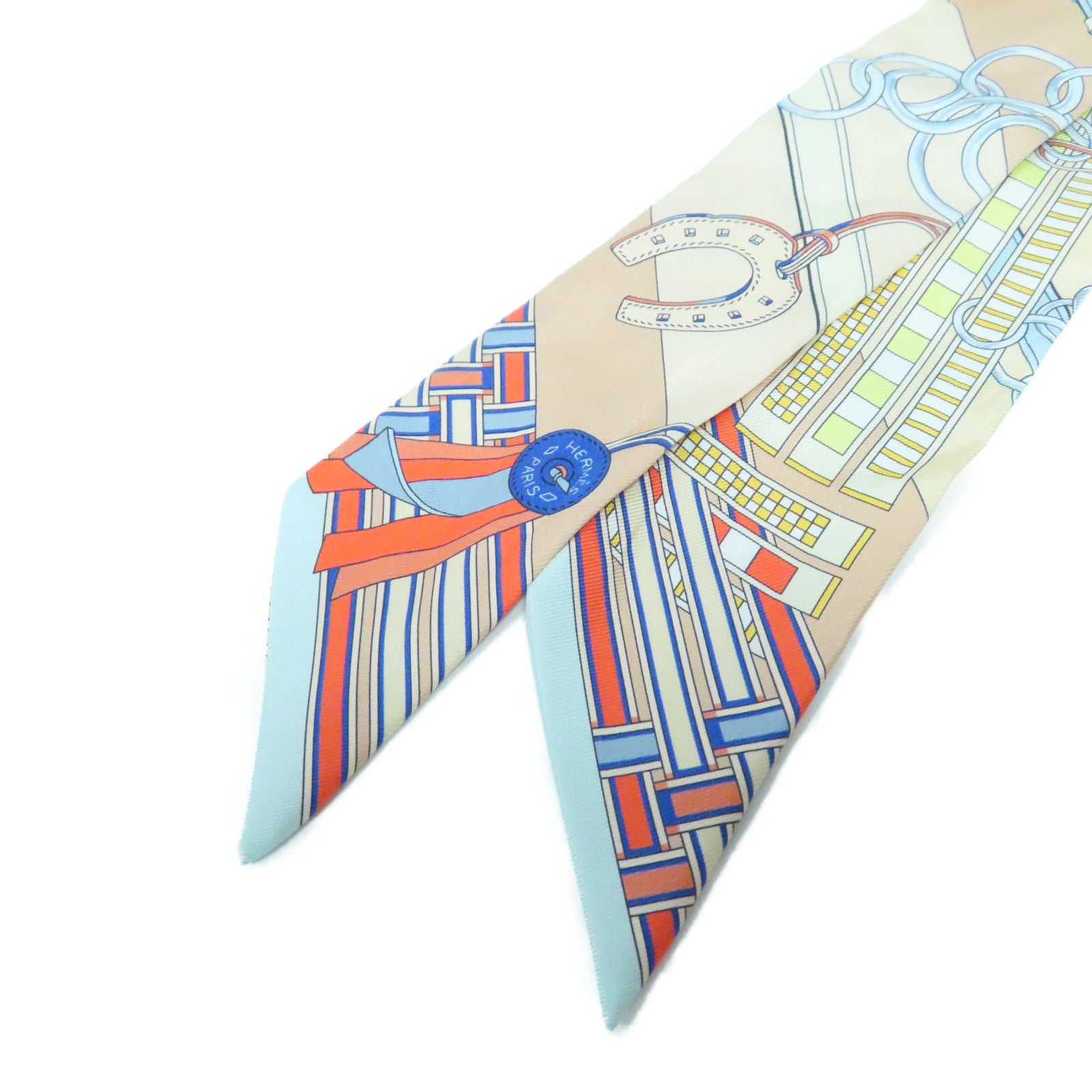 HERMES 【激減優惠】絲質Twilly Scarf絲巾米色