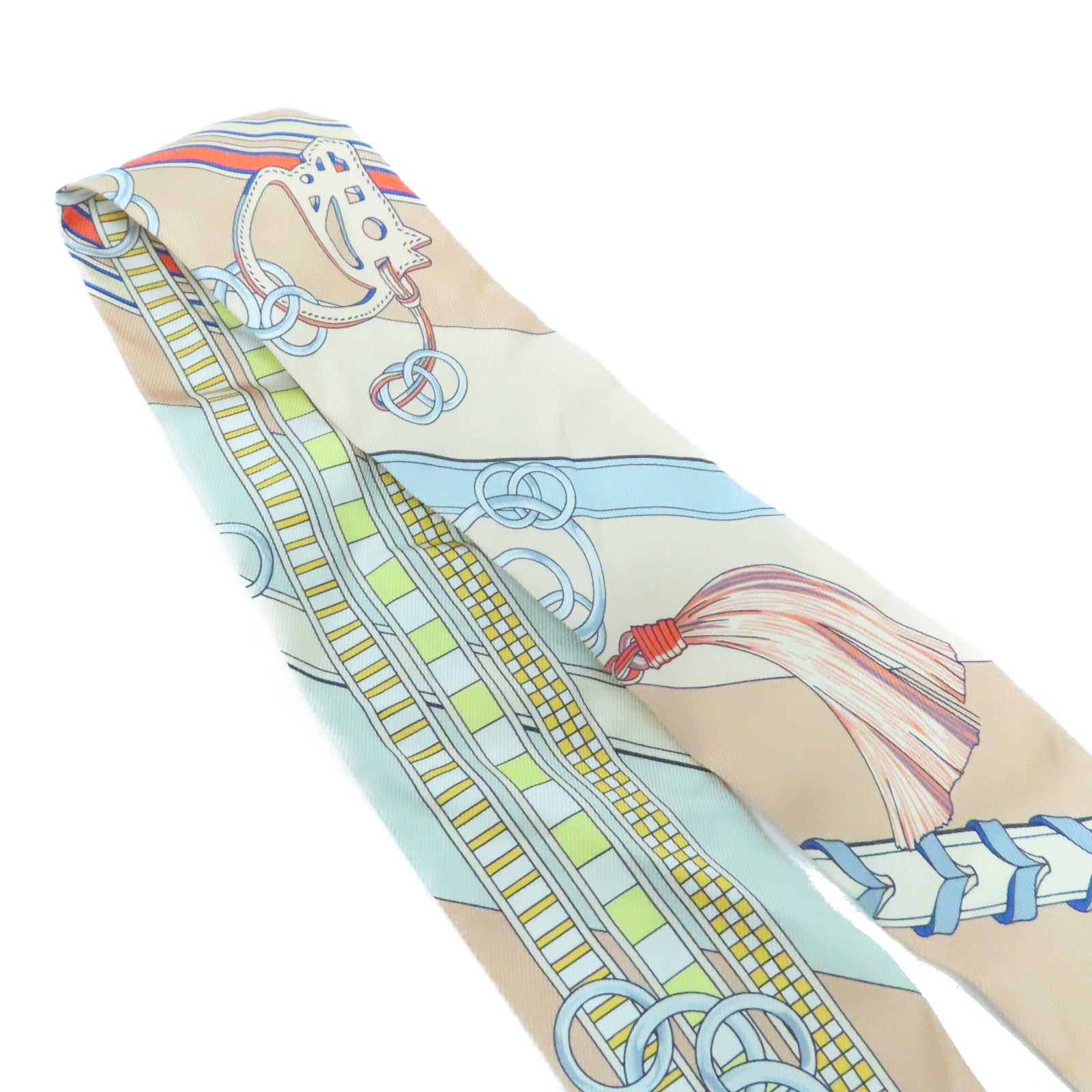 HERMES 【激減優惠】絲質Twilly Scarf絲巾米色
