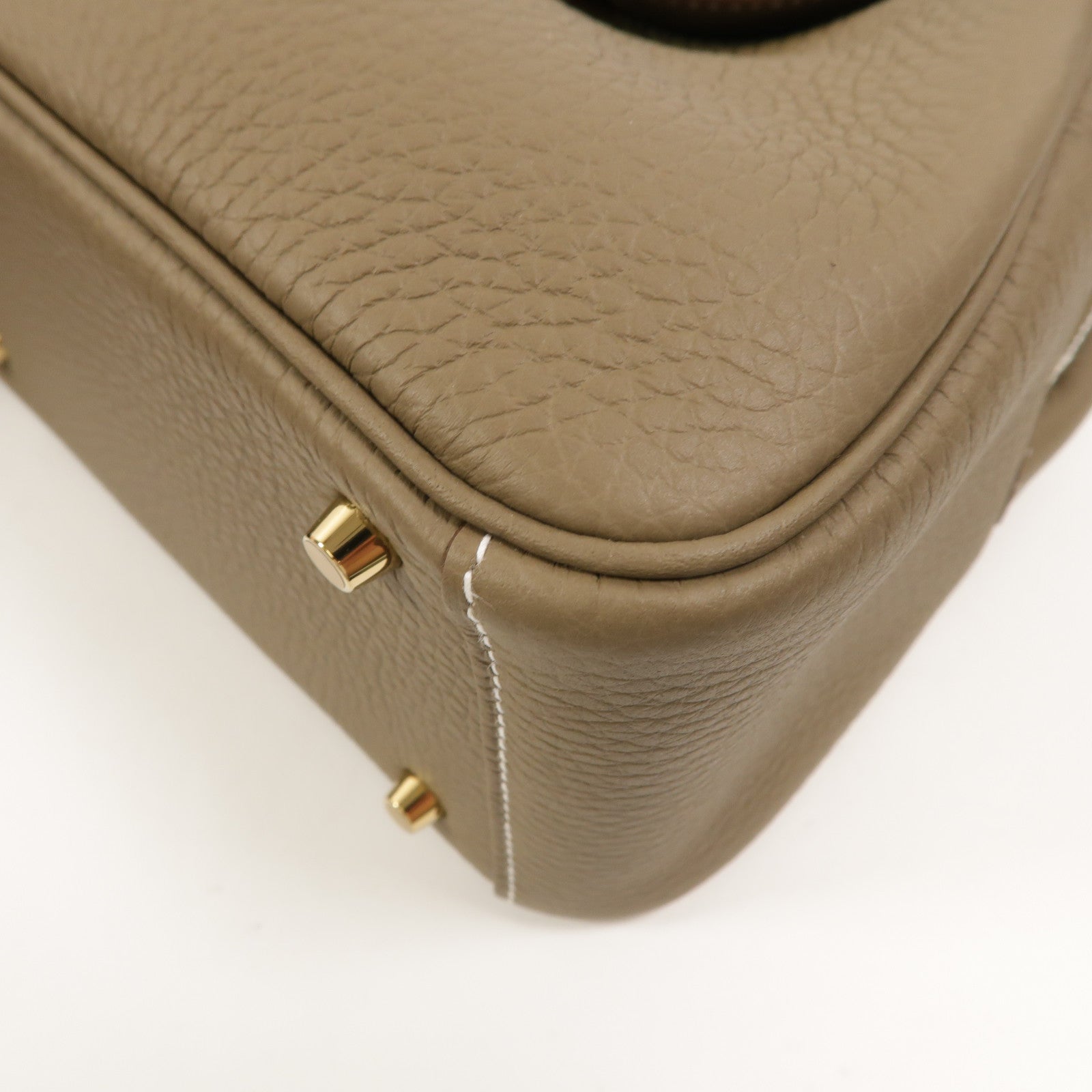 HERMES Clemence皮革Mini Lindy手挽肩背兩用袋Etoupe