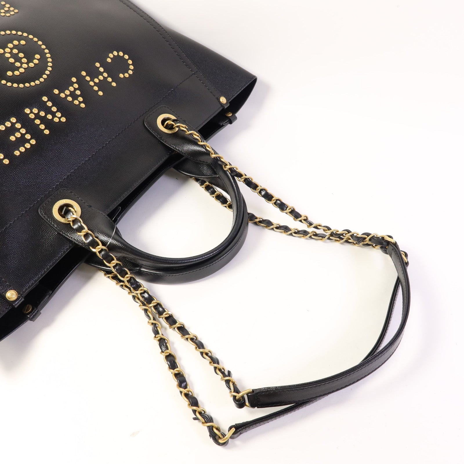 CHANEL 牛皮皮革Deauville金扣手挽肩背兩用袋