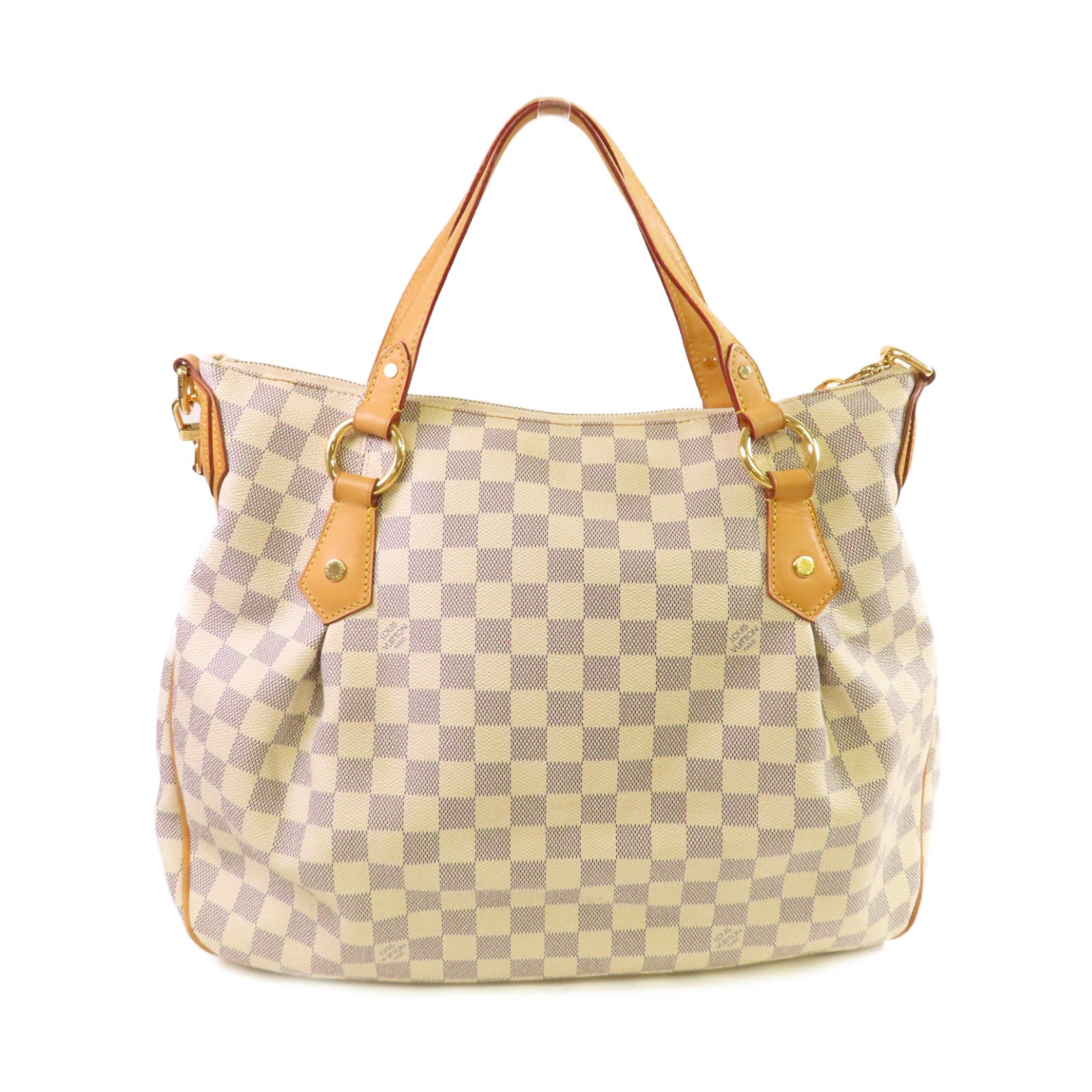LOUIS VUITTON Damier Azur Evora MM金扣肩背袋米白色