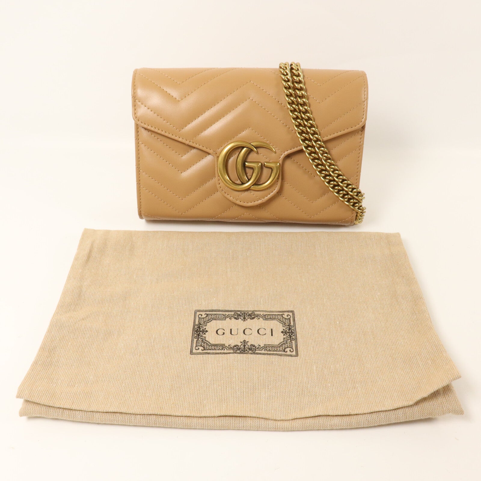 GUCCI 牛皮皮革GG Marmont Wallet on Chain鏈帶肩背袋
