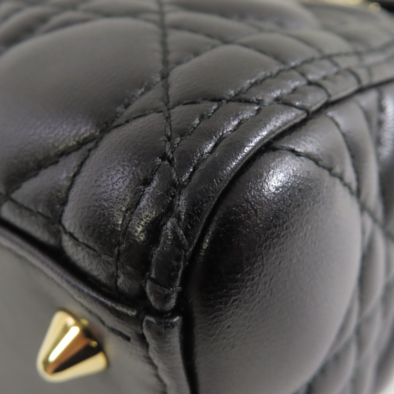 Dior 羊皮皮革Lady Dior 2Way Shoulder Bag金扣手挽肩背兩用袋黑色