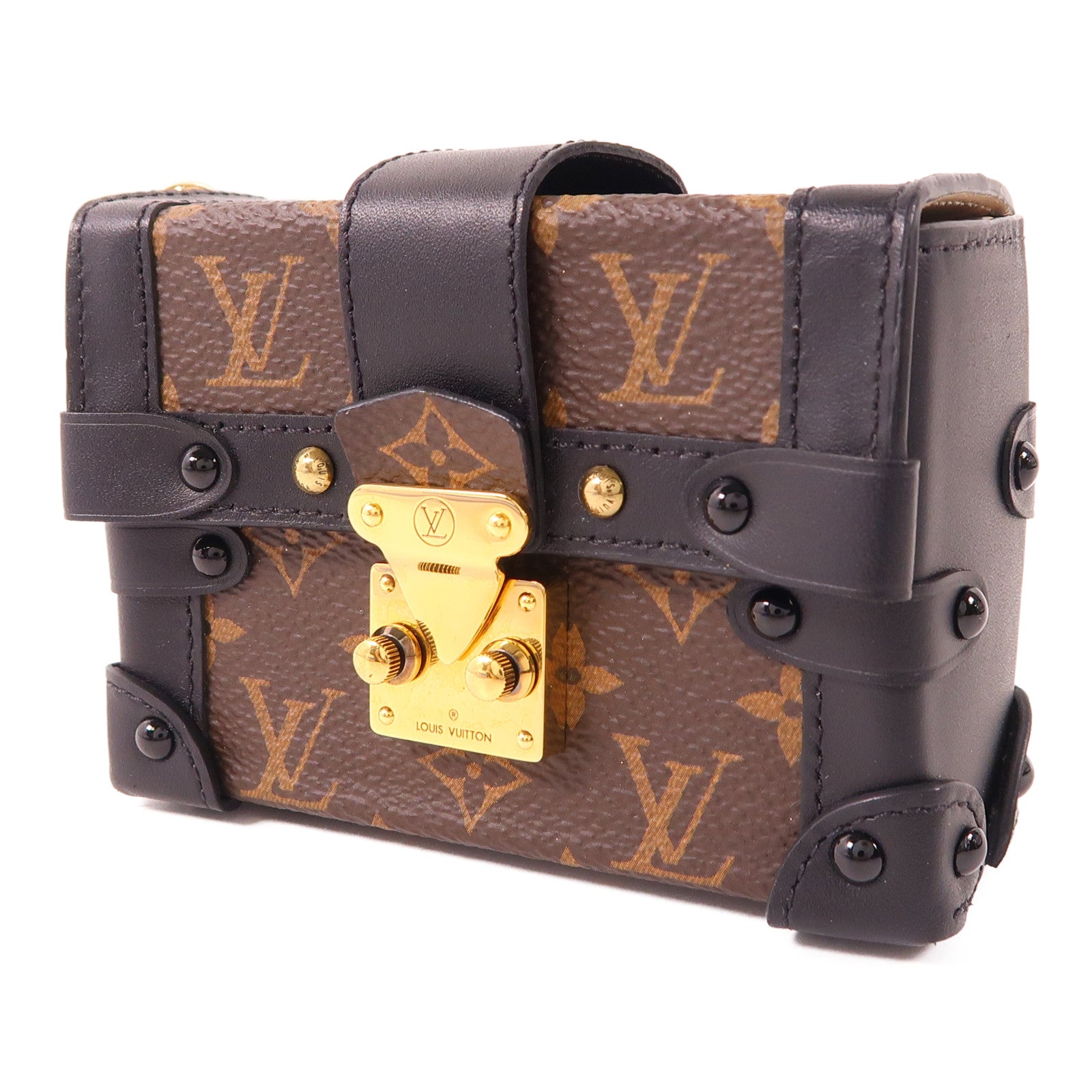 LOUIS VUITTON Monogram Macassar Essential Trunk金扣掛飾