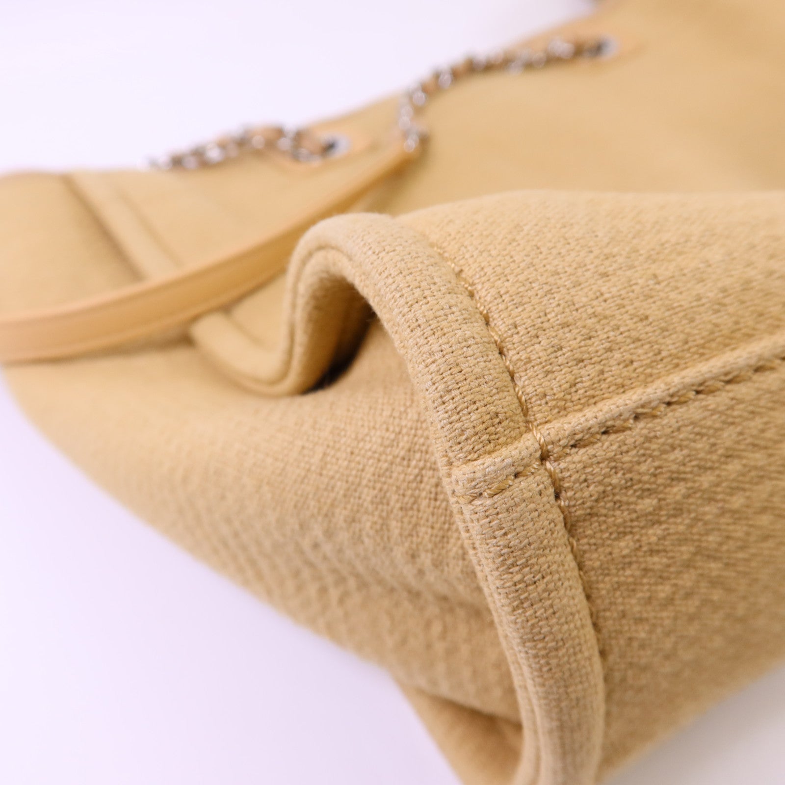 CHANEL 【激減優惠】帆布Deauville Tote Bag銀扣鏈帶肩背袋