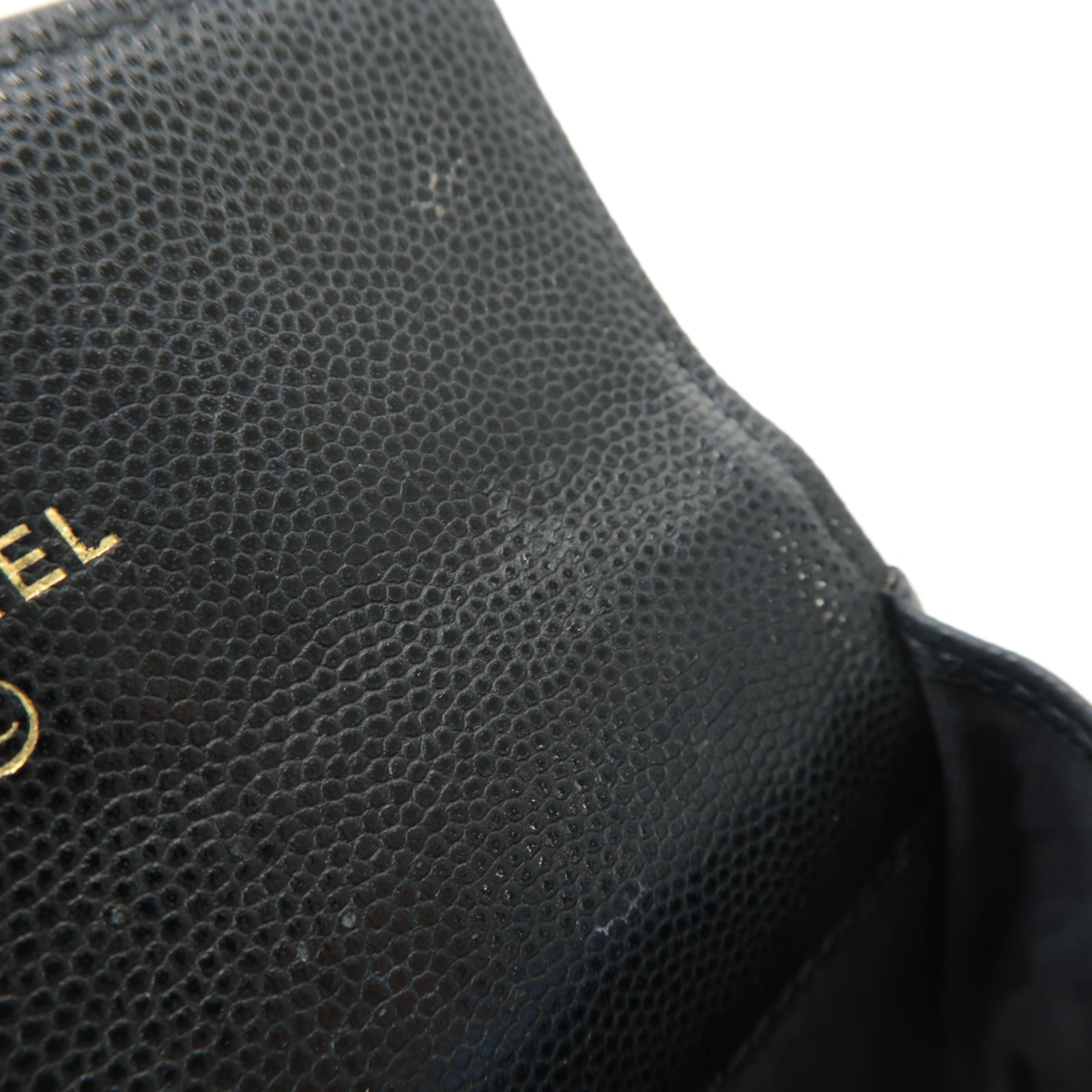 CHANEL 菱格Caviar皮革Card Case金扣卡片套黑色
