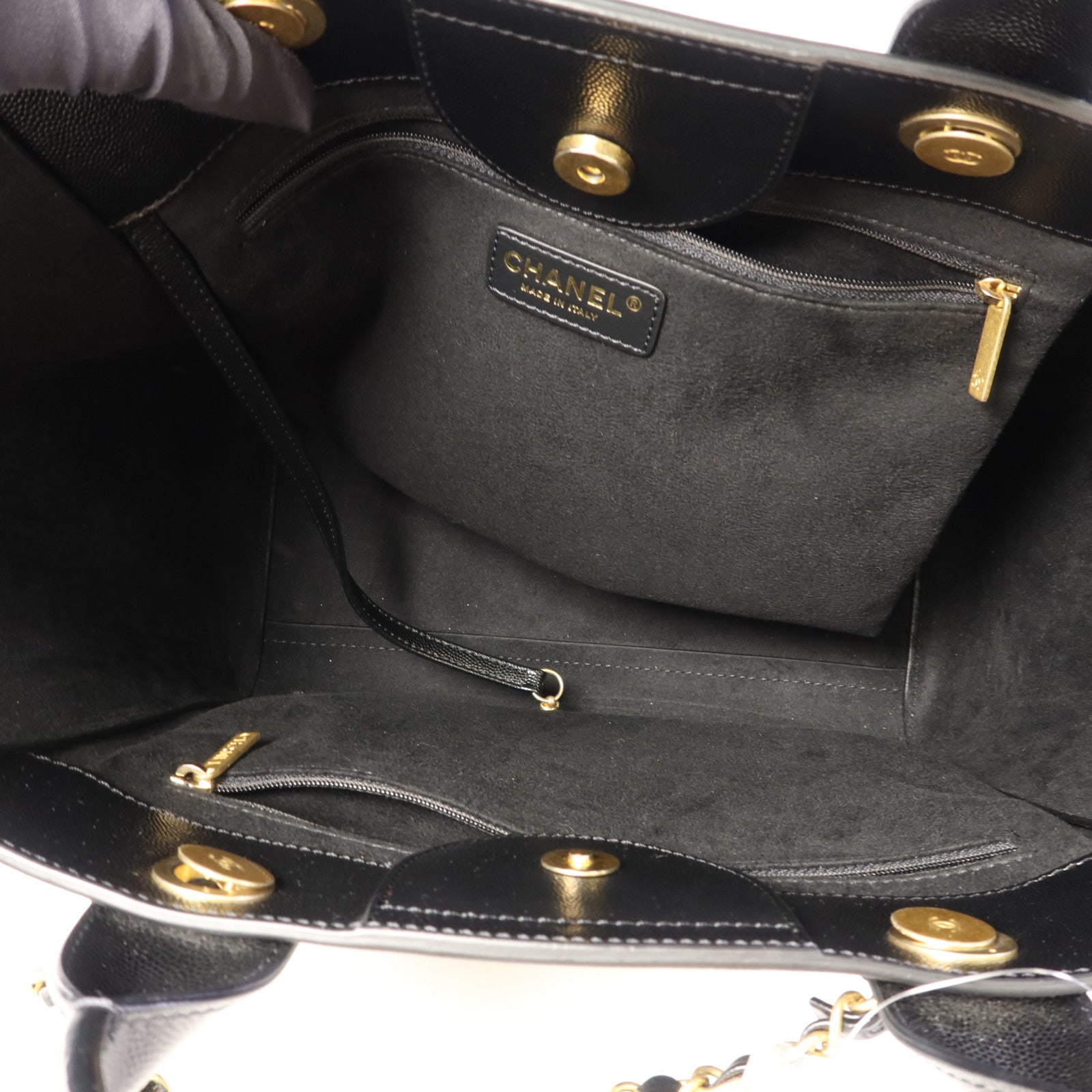 CHANEL 牛皮皮革Deauville金扣手挽肩背兩用袋