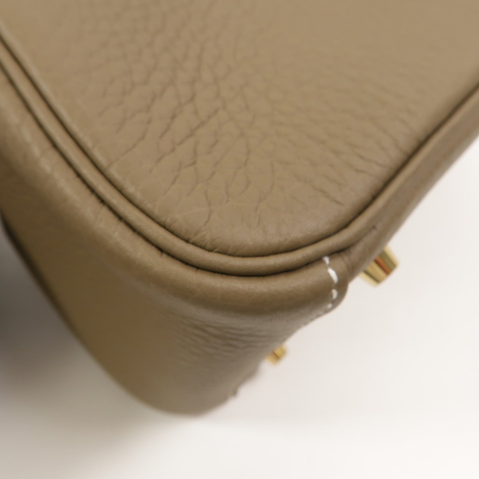 HERMES Clemence皮革Mini Lindy手挽肩背兩用袋Etoupe
