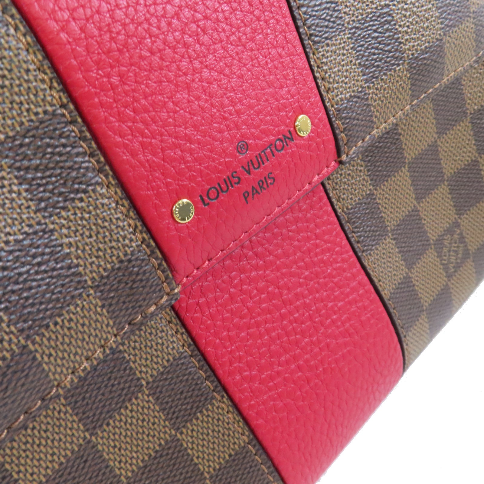 LOUIS VUITTON Damier Ebene Bond Street BB 2Way Shoulder Bag金扣手挽肩背兩用袋啡色/紅色