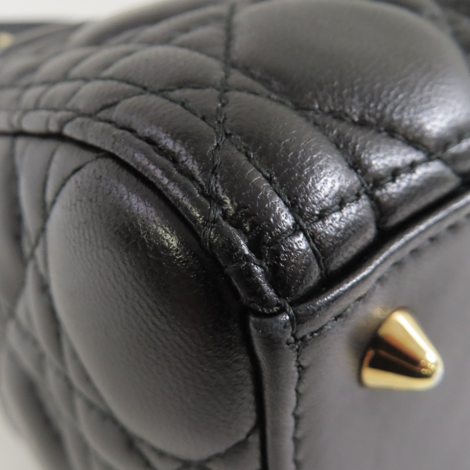Dior 羊皮皮革Lady Dior 2Way Shoulder Bag金扣手挽肩背兩用袋黑色