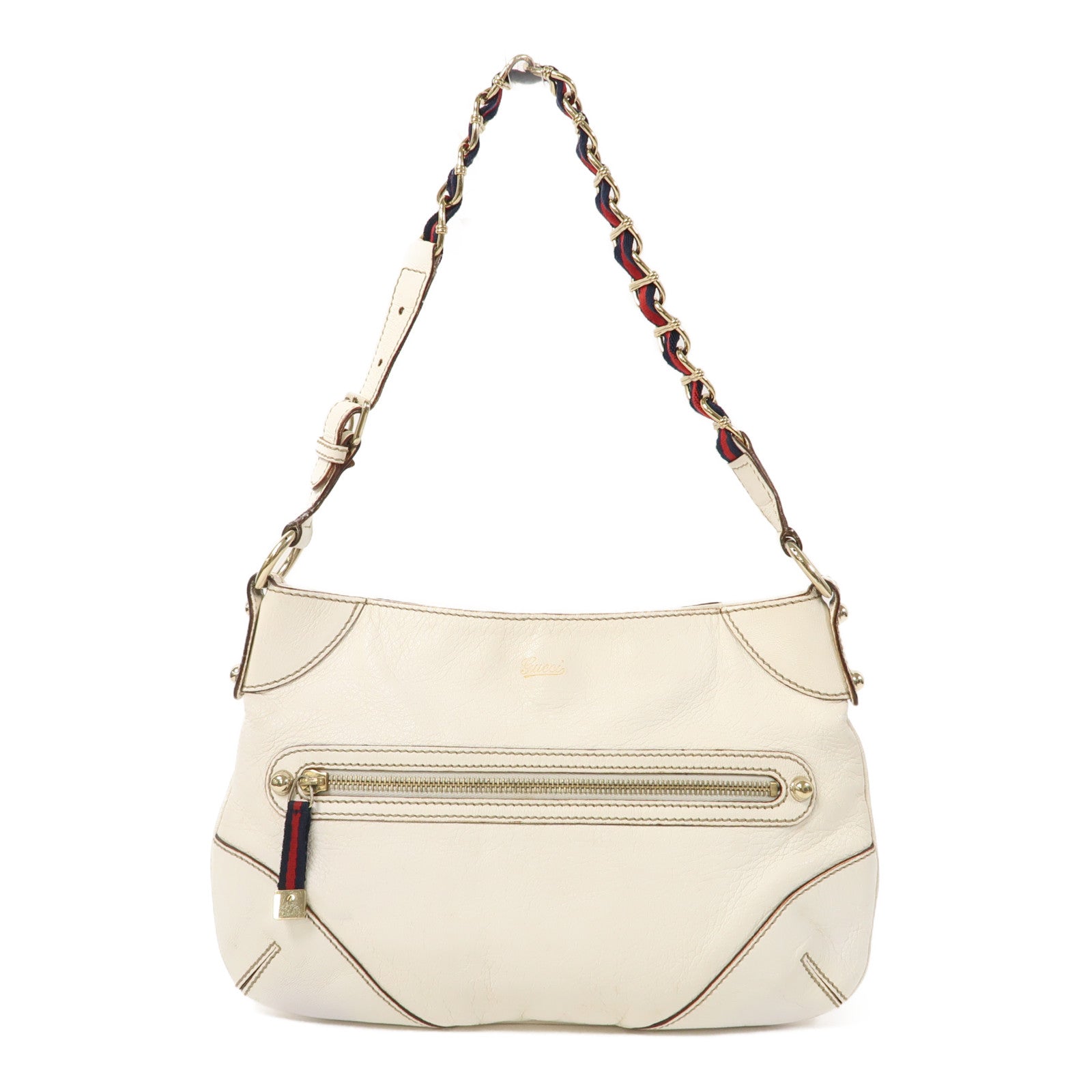GUCCI 牛皮皮革Shoulder Bag金扣肩背袋白色