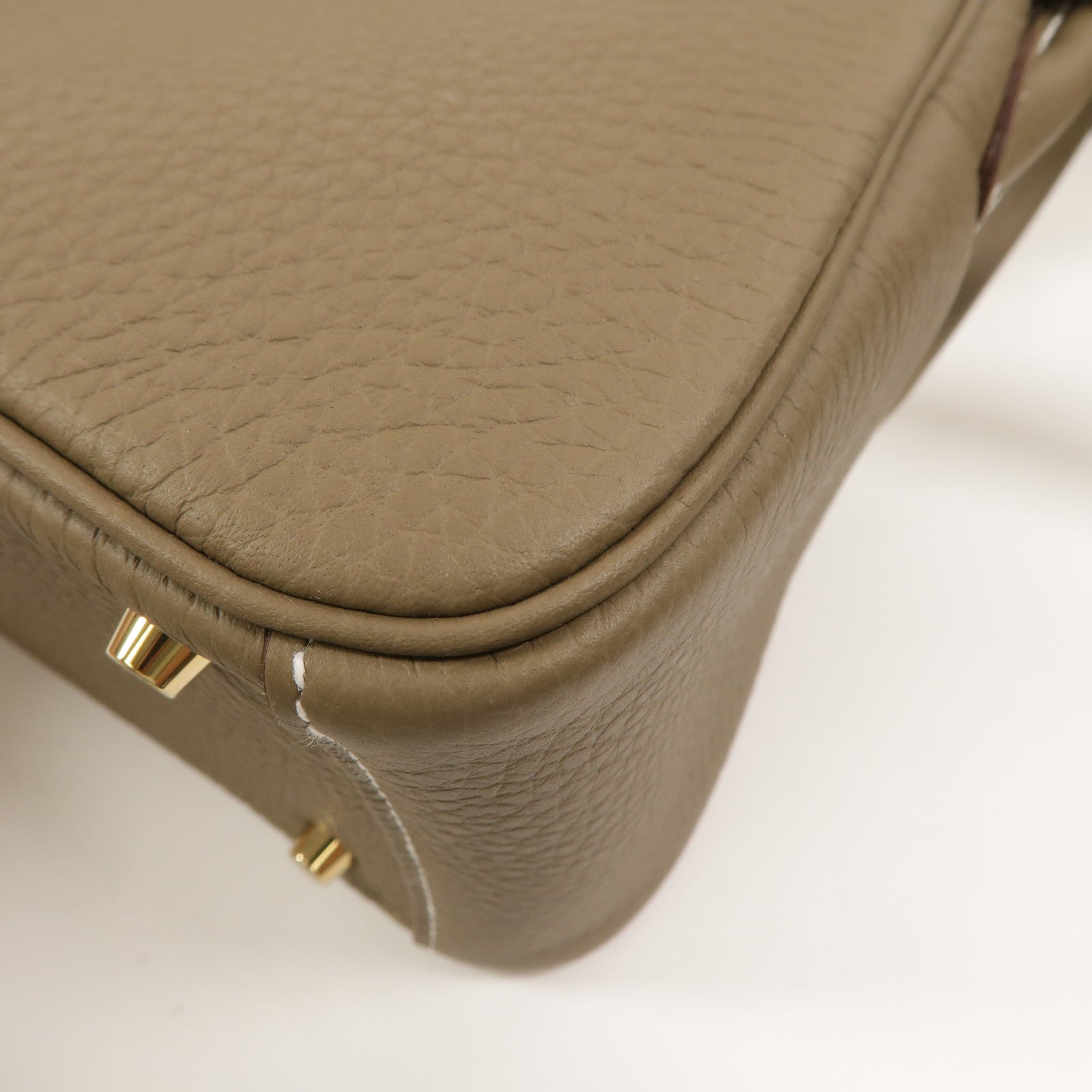 HERMES Clemence皮革Mini Lindy手挽肩背兩用袋Etoupe