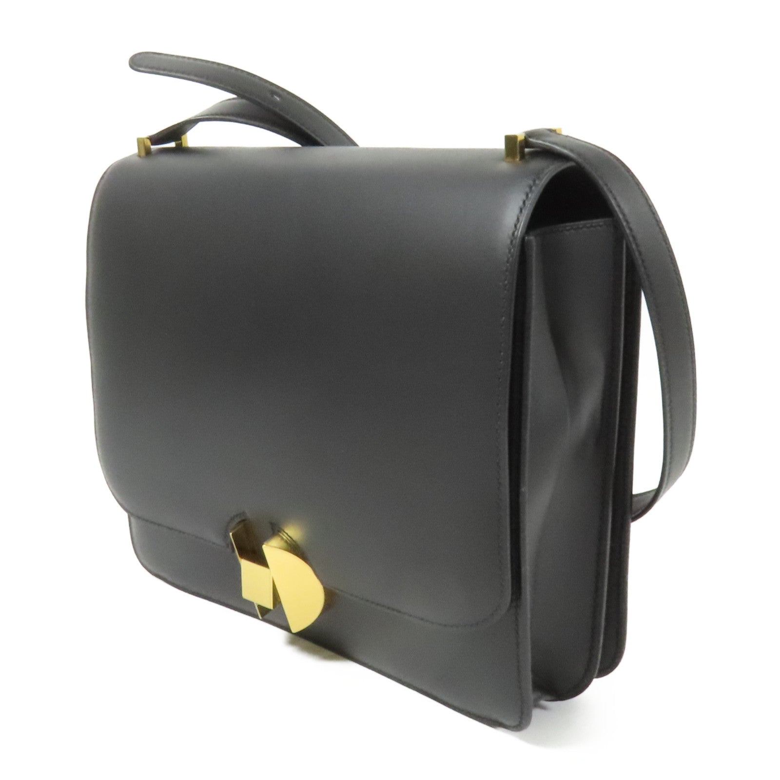 HERMES Box Calf皮革2002 26金扣肩背袋Noir