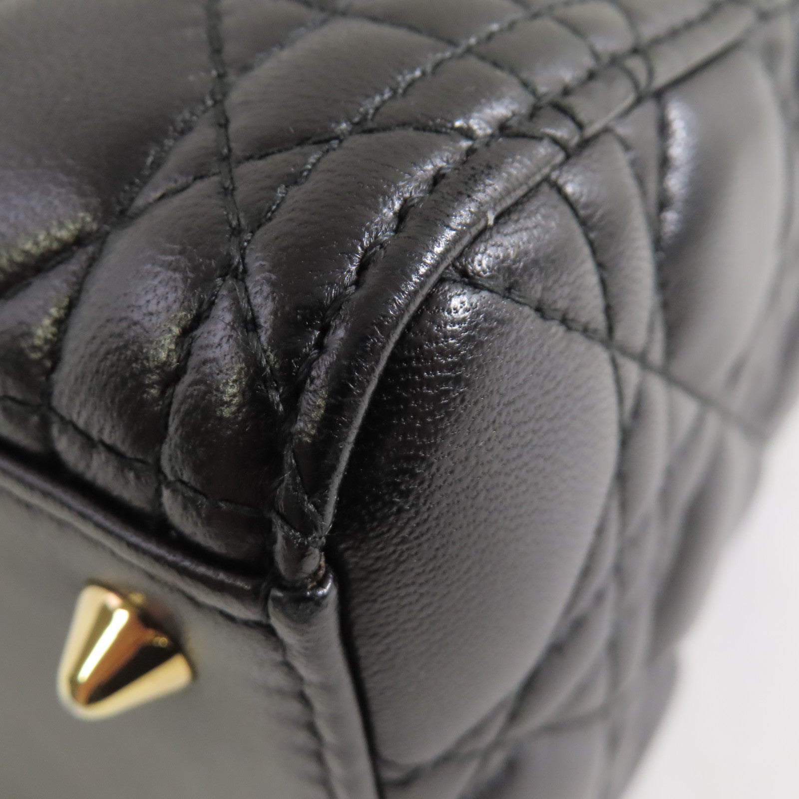 Dior 羊皮皮革Lady Dior 2Way Shoulder Bag金扣手挽肩背兩用袋黑色
