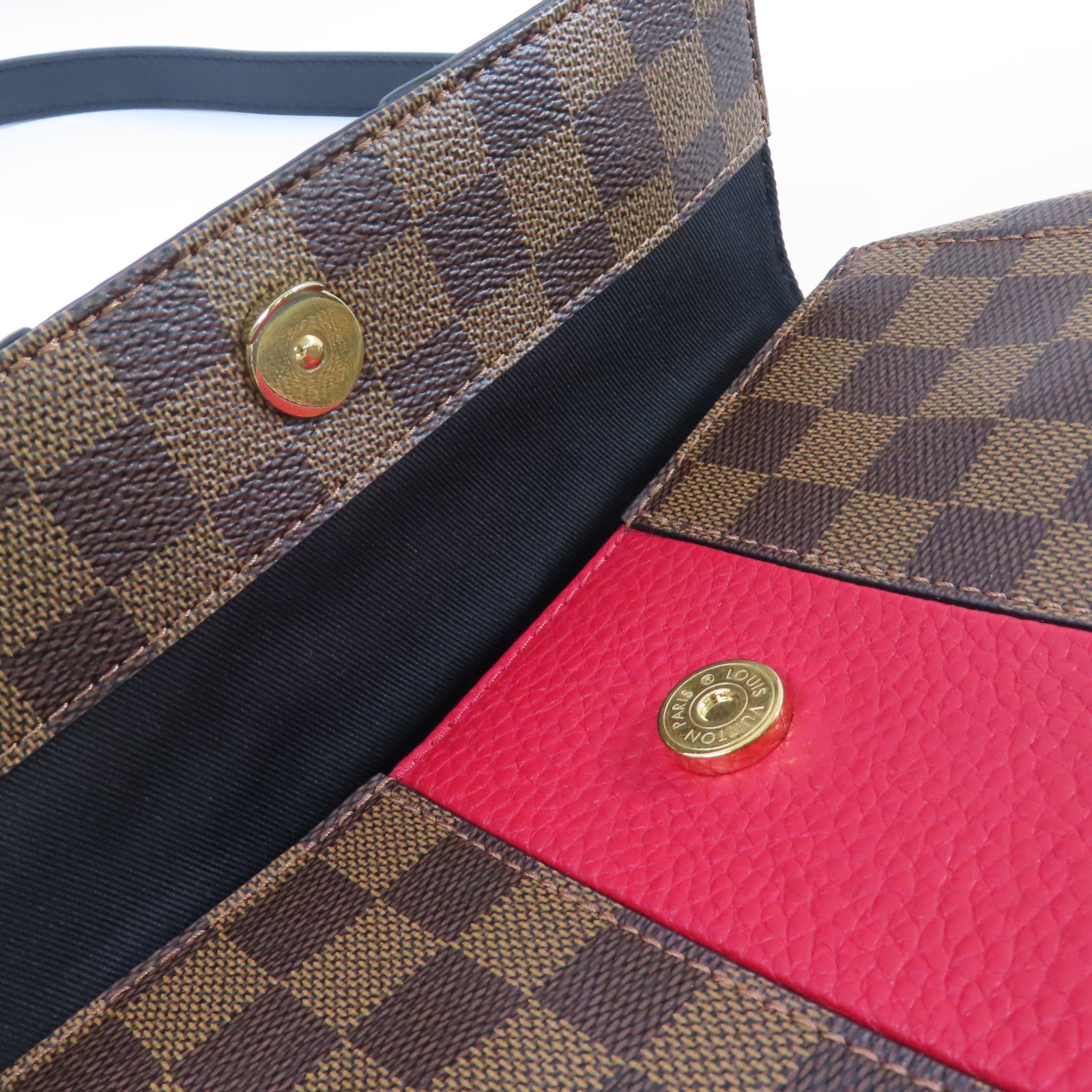 LOUIS VUITTON Damier Ebene Bond Street BB 2Way Shoulder Bag金扣手挽肩背兩用袋啡色/紅色