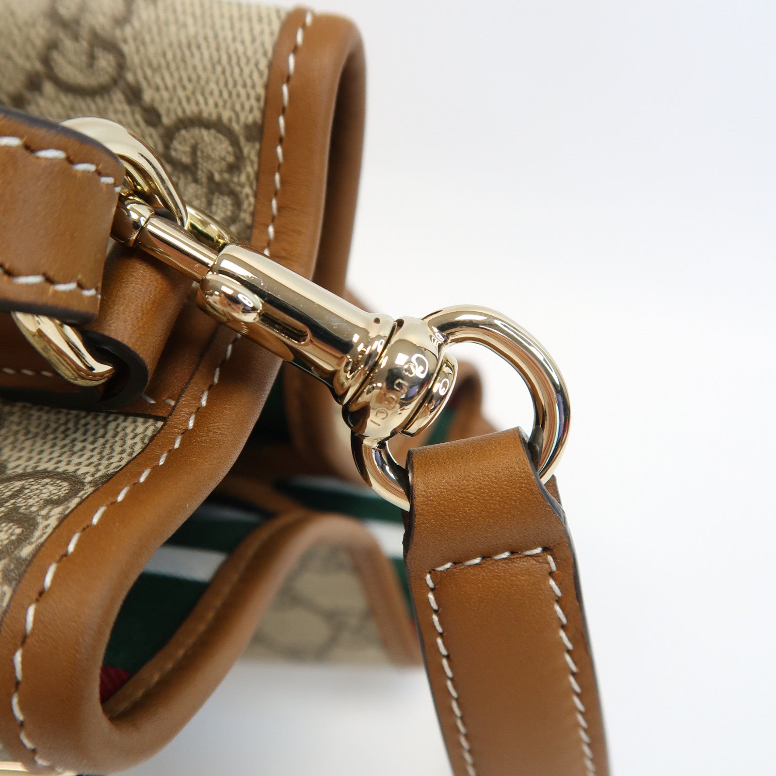 GUCCI 塗層帆布Bucket Bag金扣手挽肩背兩用袋啡色
