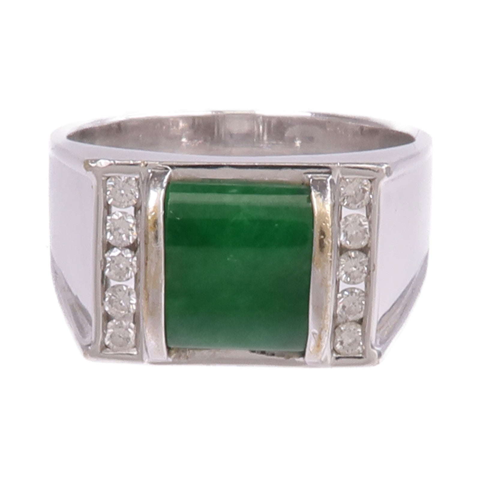 JEWELRY 18K白金Jade Diamond Ring翡翠/鑽石戒指US#9.25