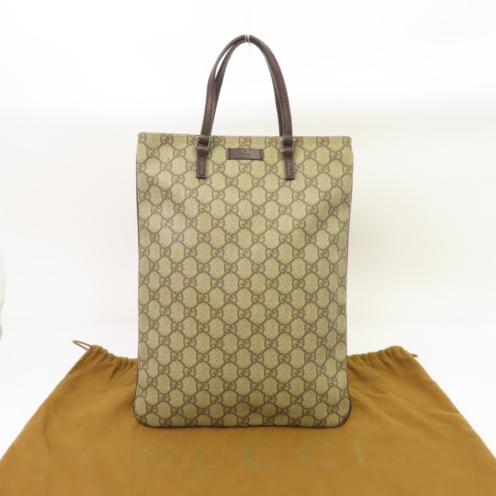 GUCCI 塗層帆布Tote Bag銀扣手挽袋灰色