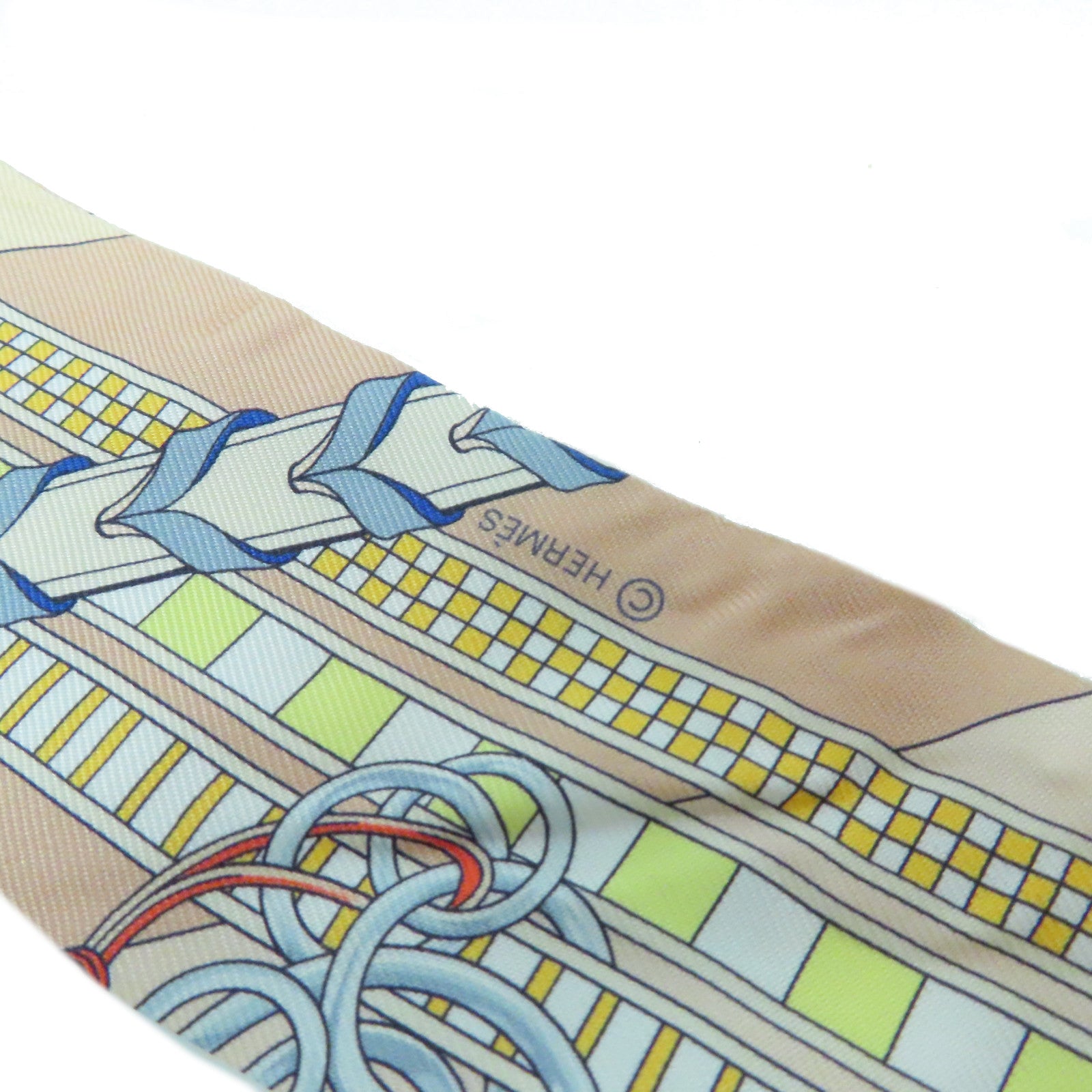 HERMES 【激減優惠】絲質Twilly Scarf絲巾米色