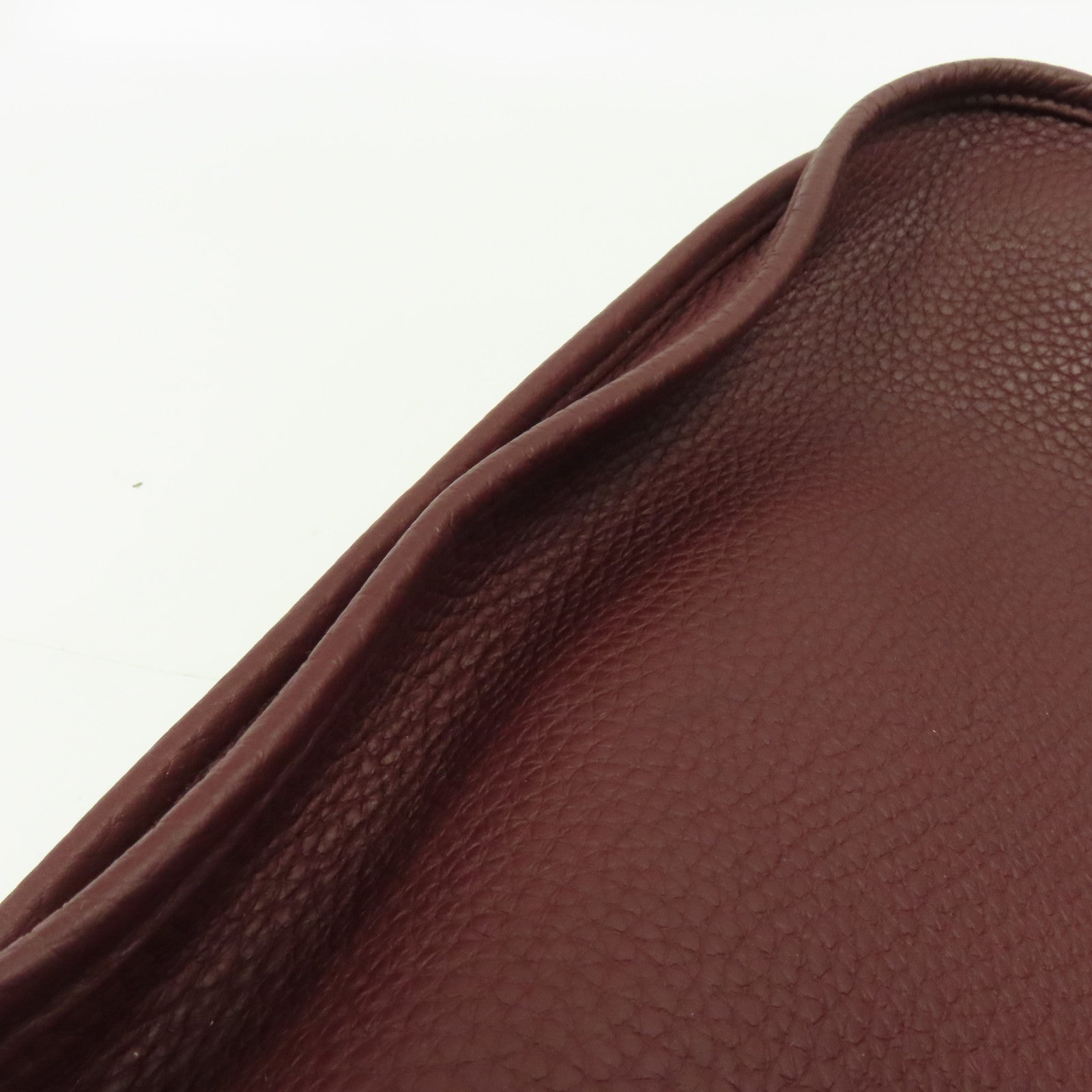 HERMES Clemence皮革Evelyne PM銀扣肩背袋酒紅色/Bordeaux