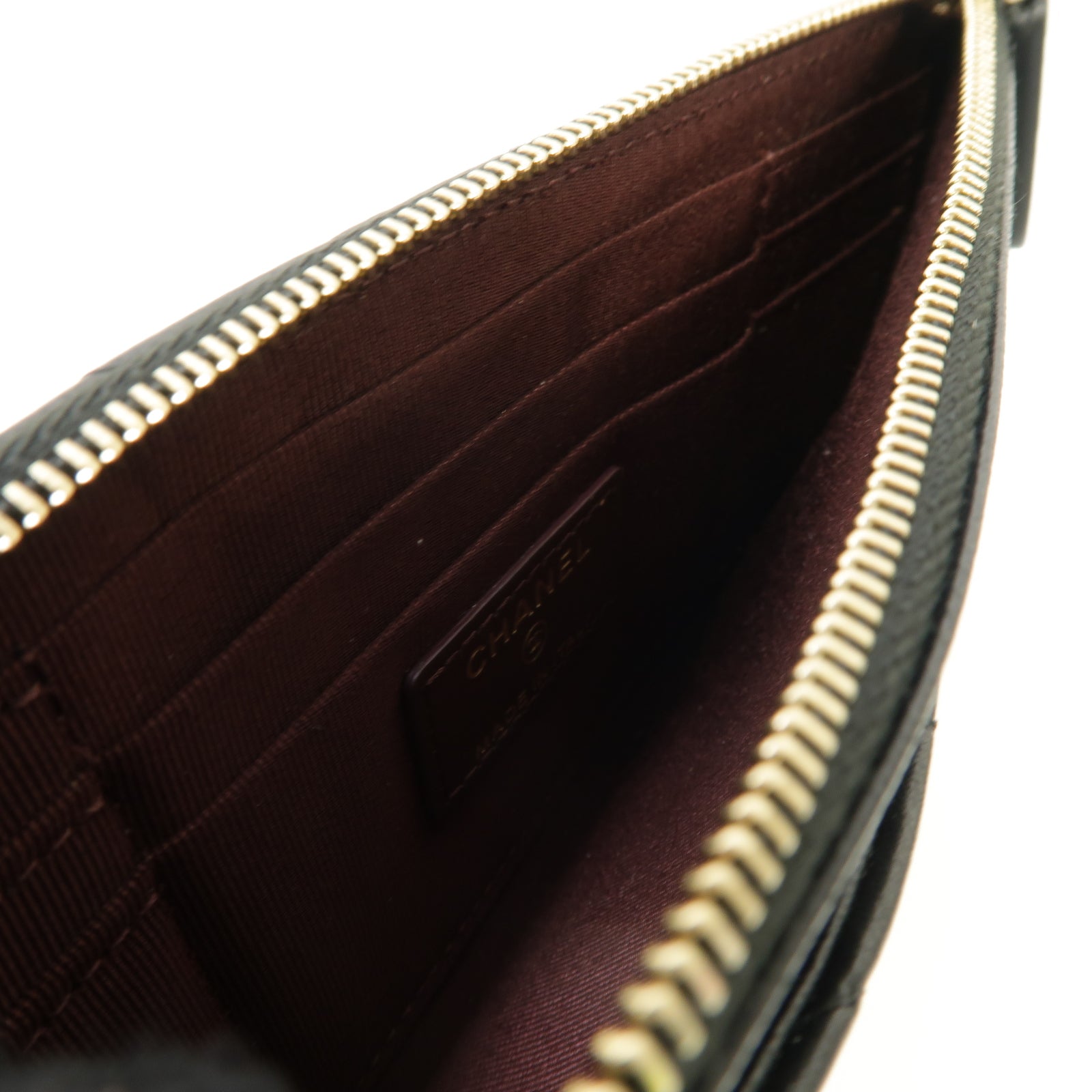 CHANEL 斜紋羊皮皮革Long Zipped Wallet金扣長錢包黑色