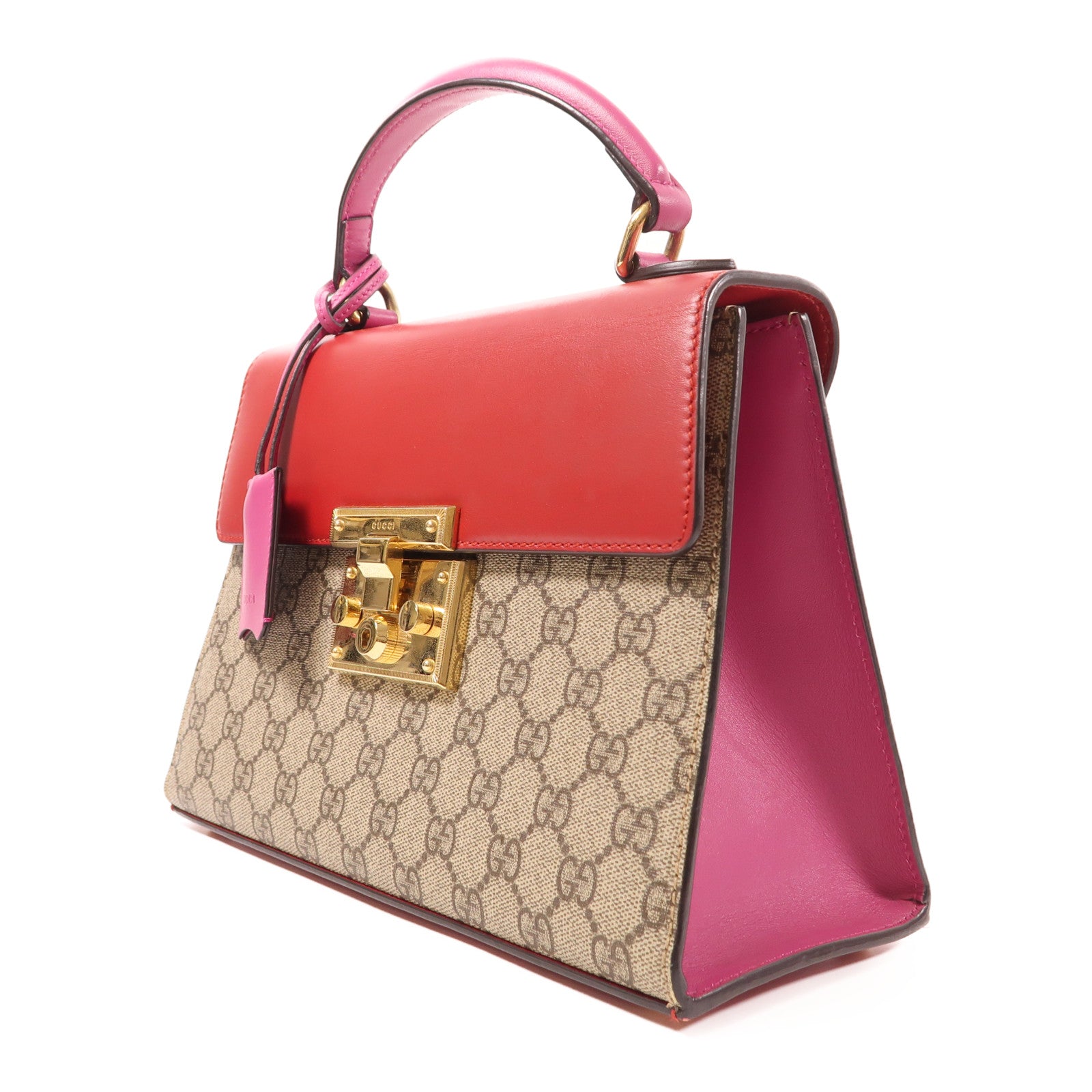 GUCCI 塗層帆布/皮革GG Supreme 2 Way Shoulder Bag金扣手挽肩背兩用袋