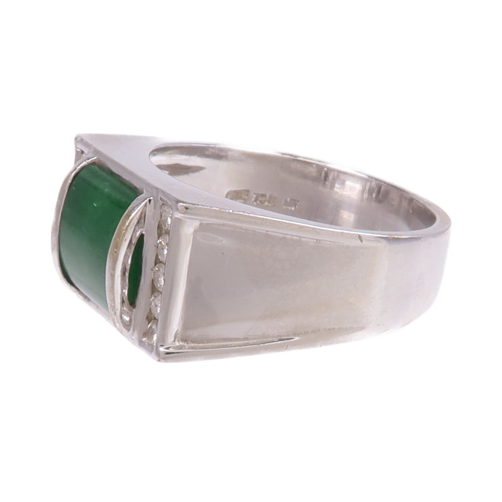 JEWELRY 18K白金Jade Diamond Ring翡翠/鑽石戒指US#9.25