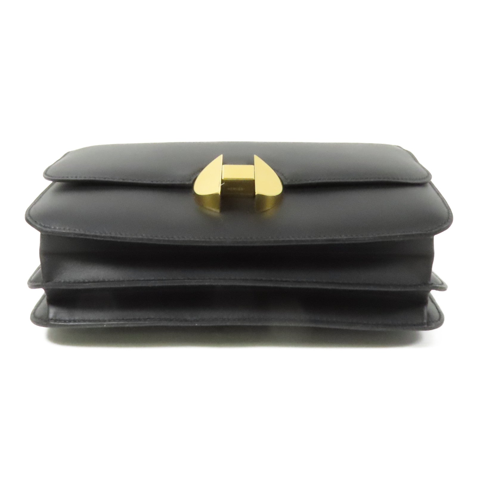 HERMES Box Calf皮革2002 26金扣肩背袋Noir
