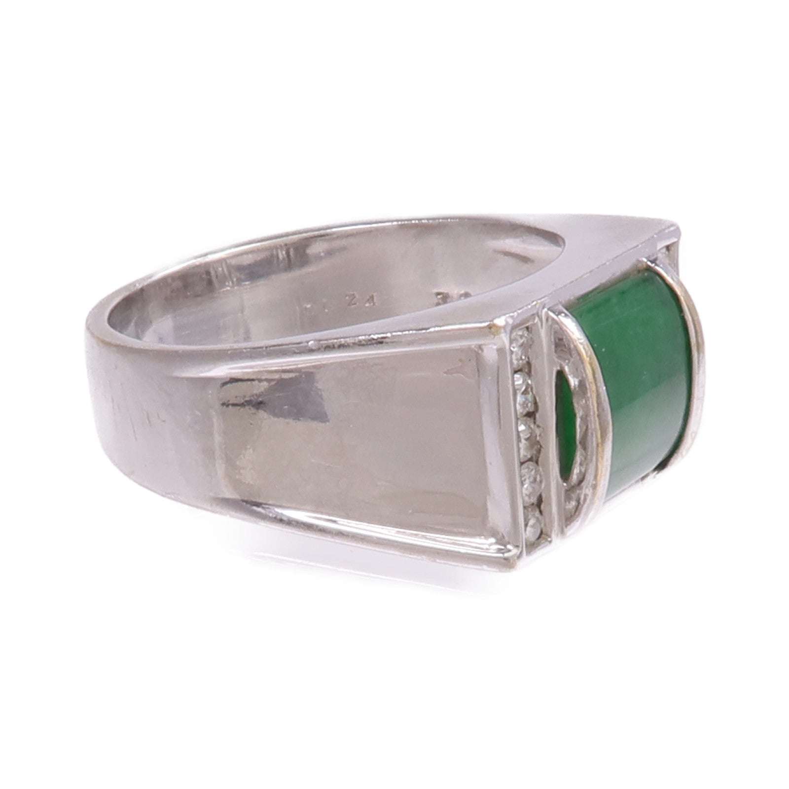JEWELRY 18K白金Jade Diamond Ring翡翠/鑽石戒指US#9.25
