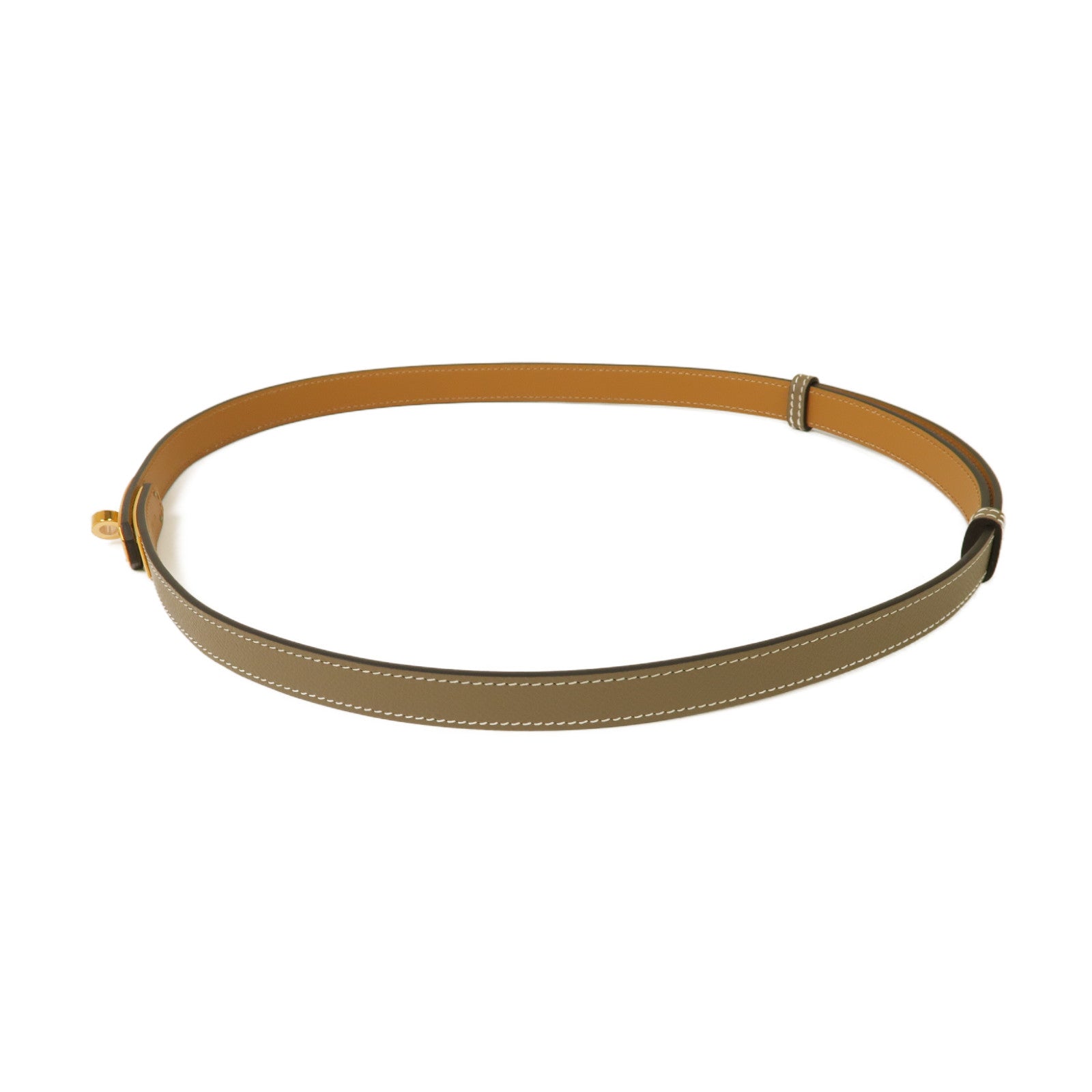 HERMES Epsom皮革Belt金扣皮帶灰色