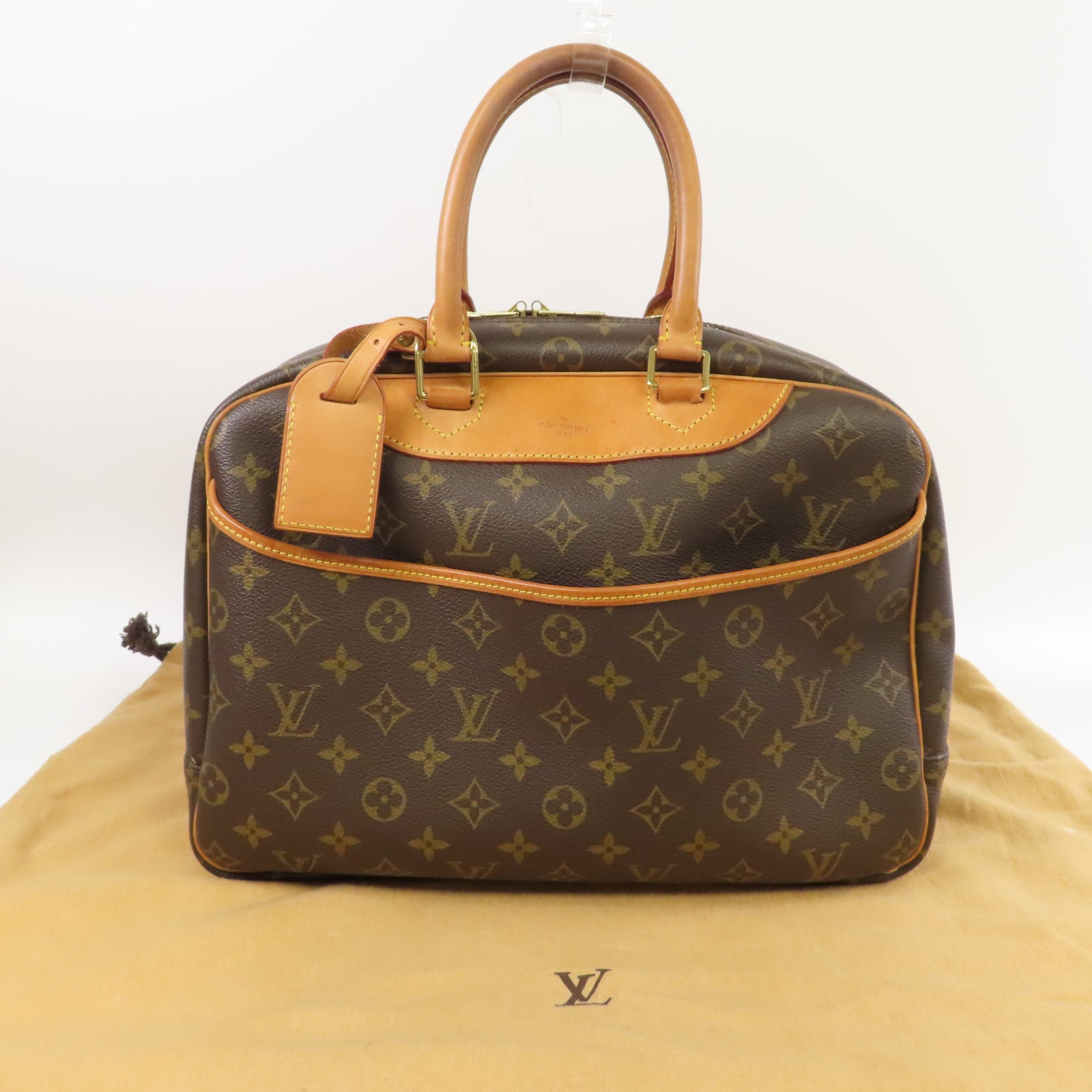 LOUIS VUITTON Monogram Deauville金扣手挽袋啡色