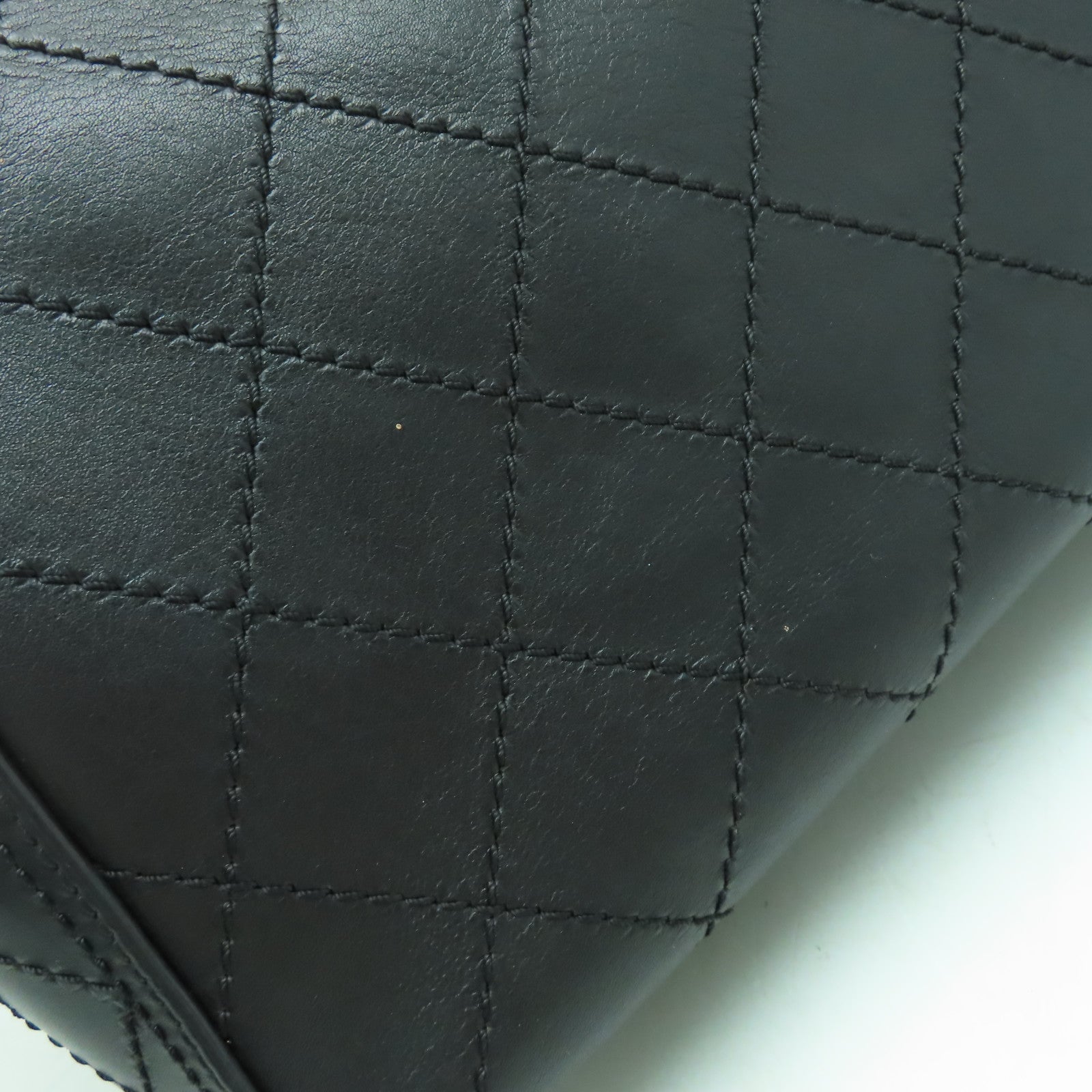 CHANEL 菱格牛皮皮革Shoulder Bag銀扣鏈帶肩背袋黑色