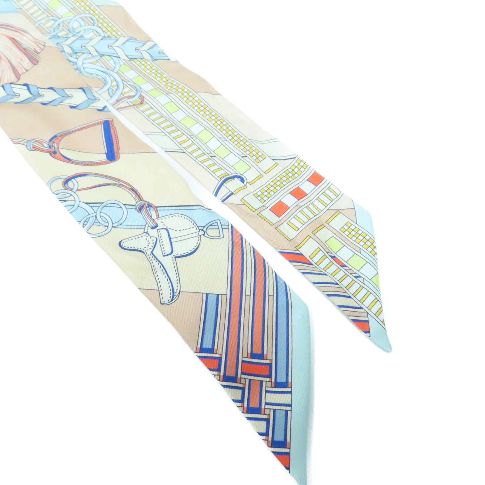 HERMES 【激減優惠】絲質Twilly Scarf絲巾米色
