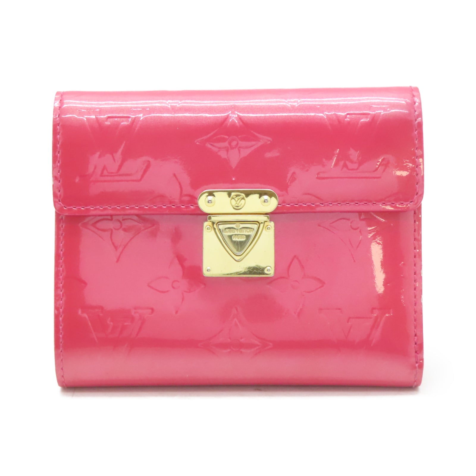 LOUIS VUITTON 【激減優惠】Monogram Vernis Wallet金扣錢包粉紅色