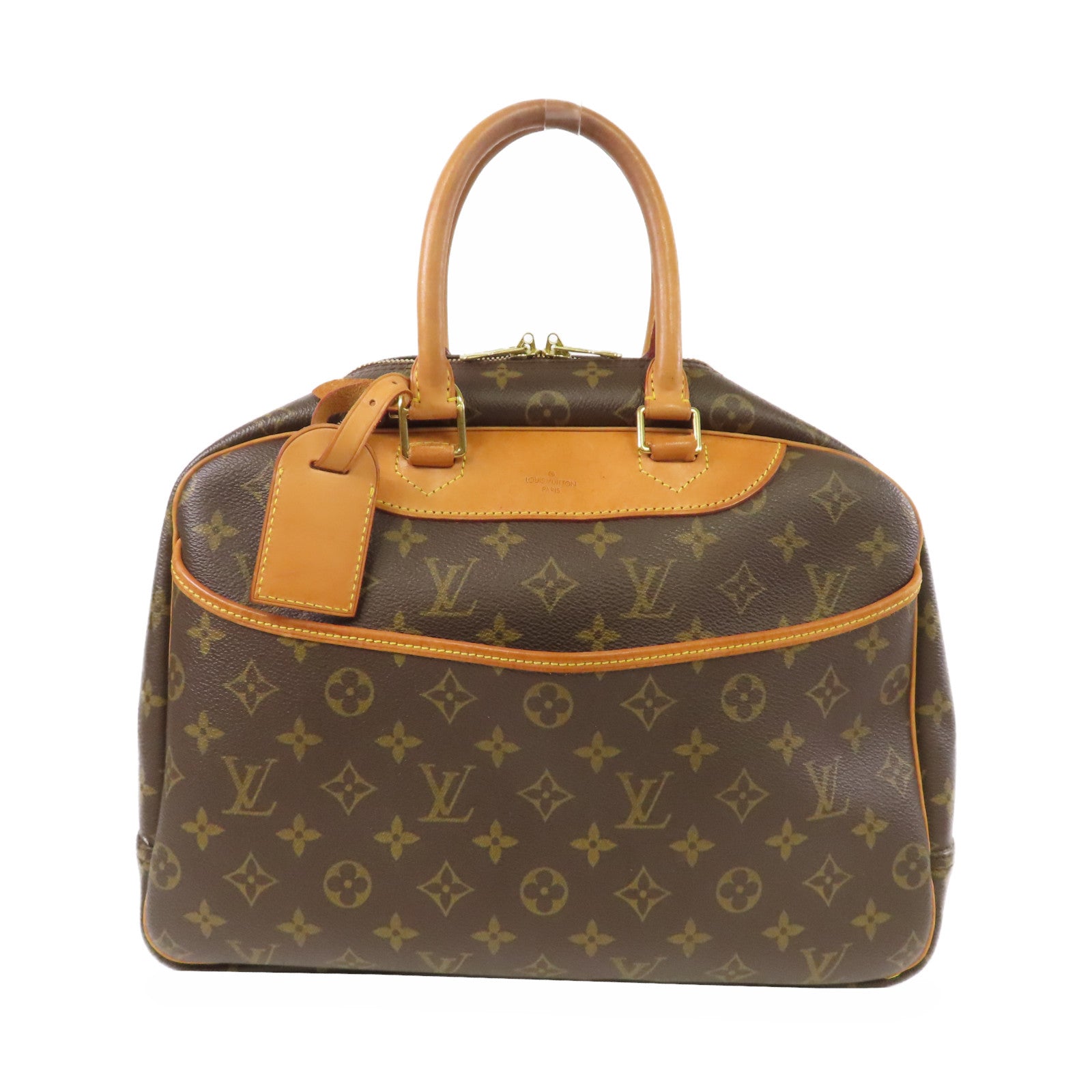 LOUIS VUITTON Monogram Deauville金扣手挽袋啡色