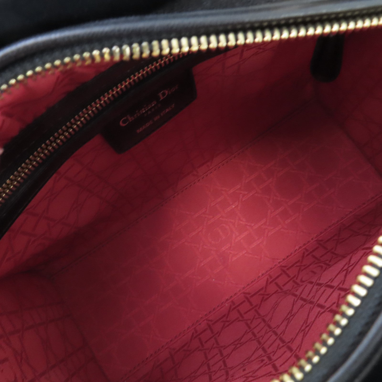 Dior 羊皮皮革Lady Dior 2Way Shoulder Bag金扣手挽肩背兩用袋黑色
