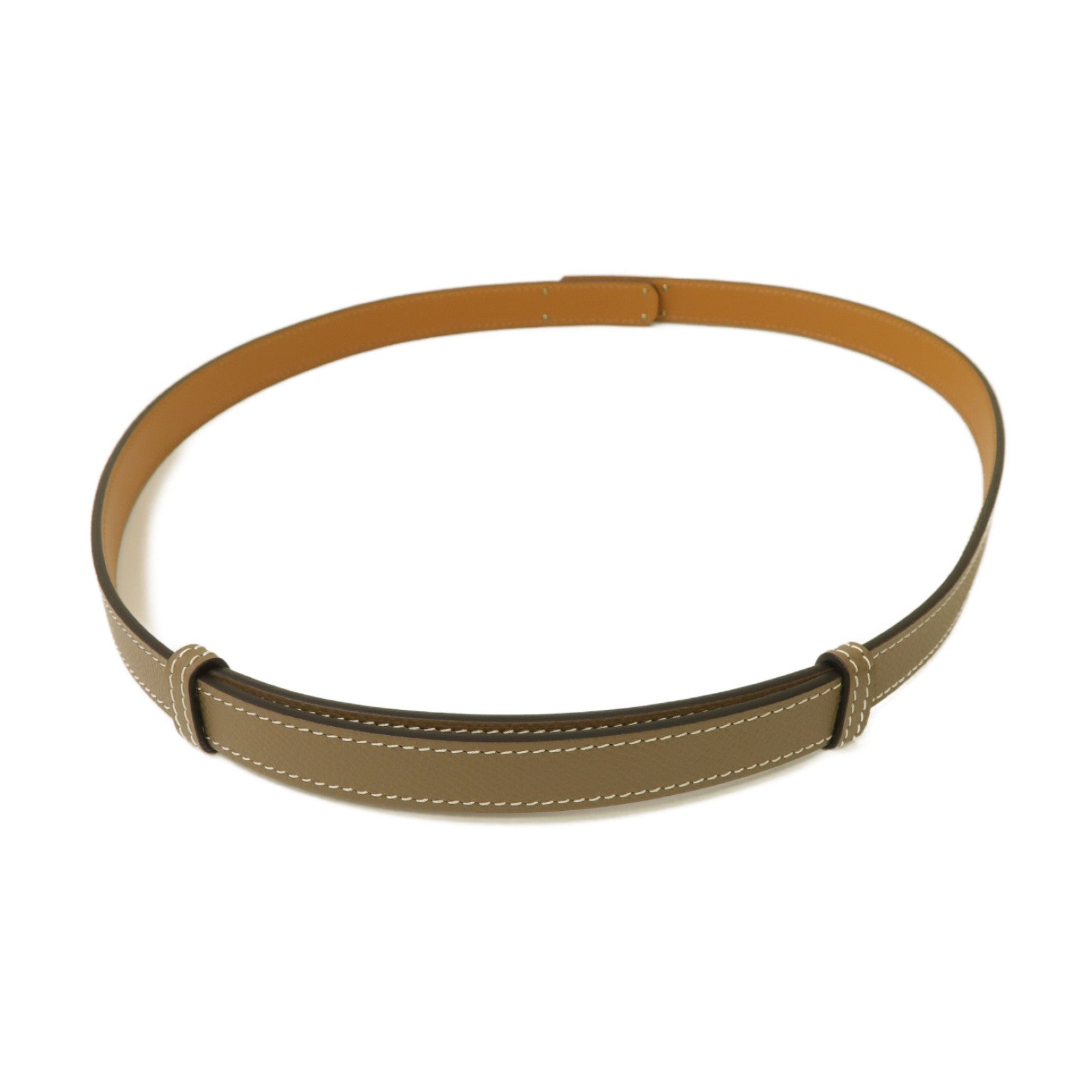 HERMES Epsom皮革Belt金扣皮帶灰色