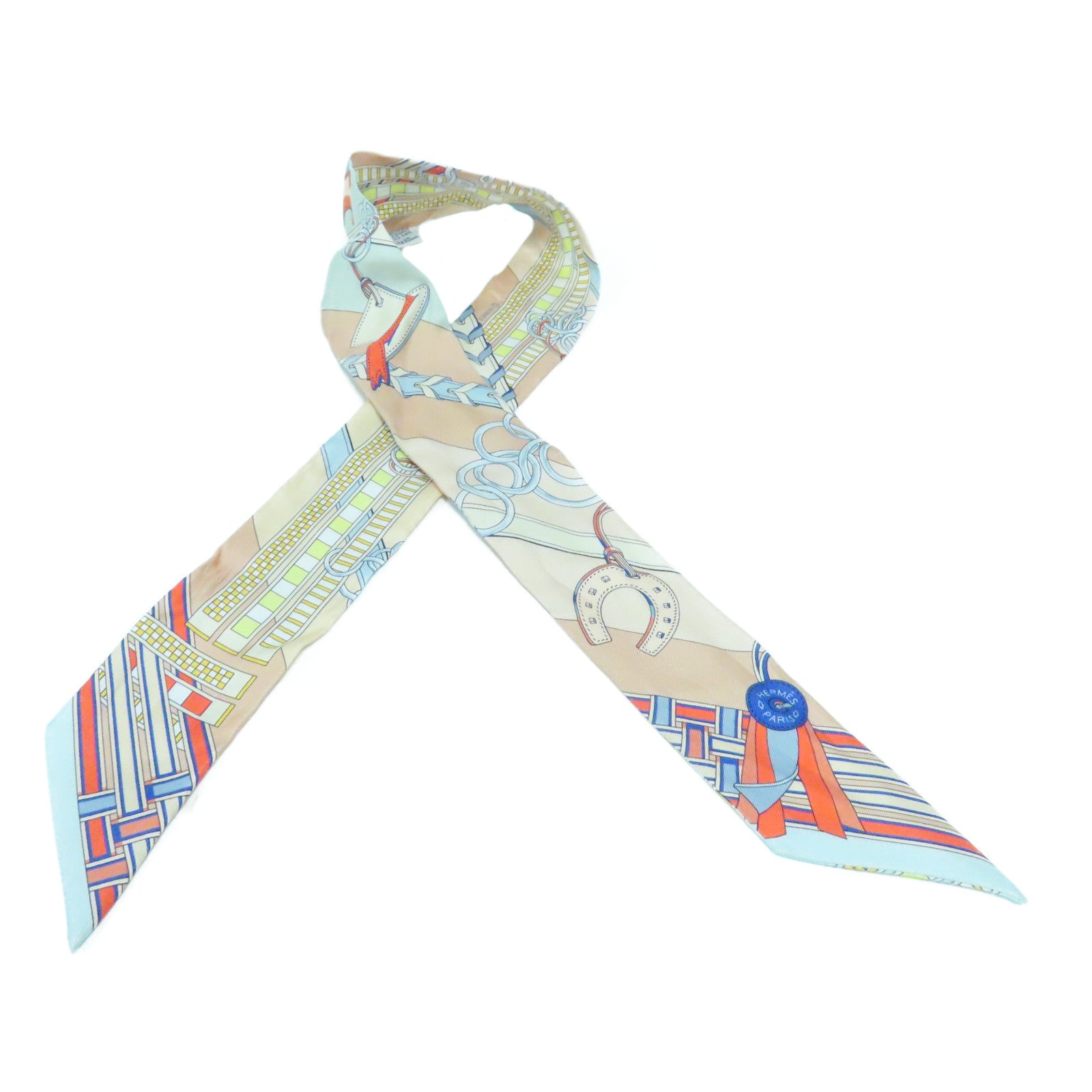 HERMES 【激減優惠】絲質Twilly Scarf絲巾米色
