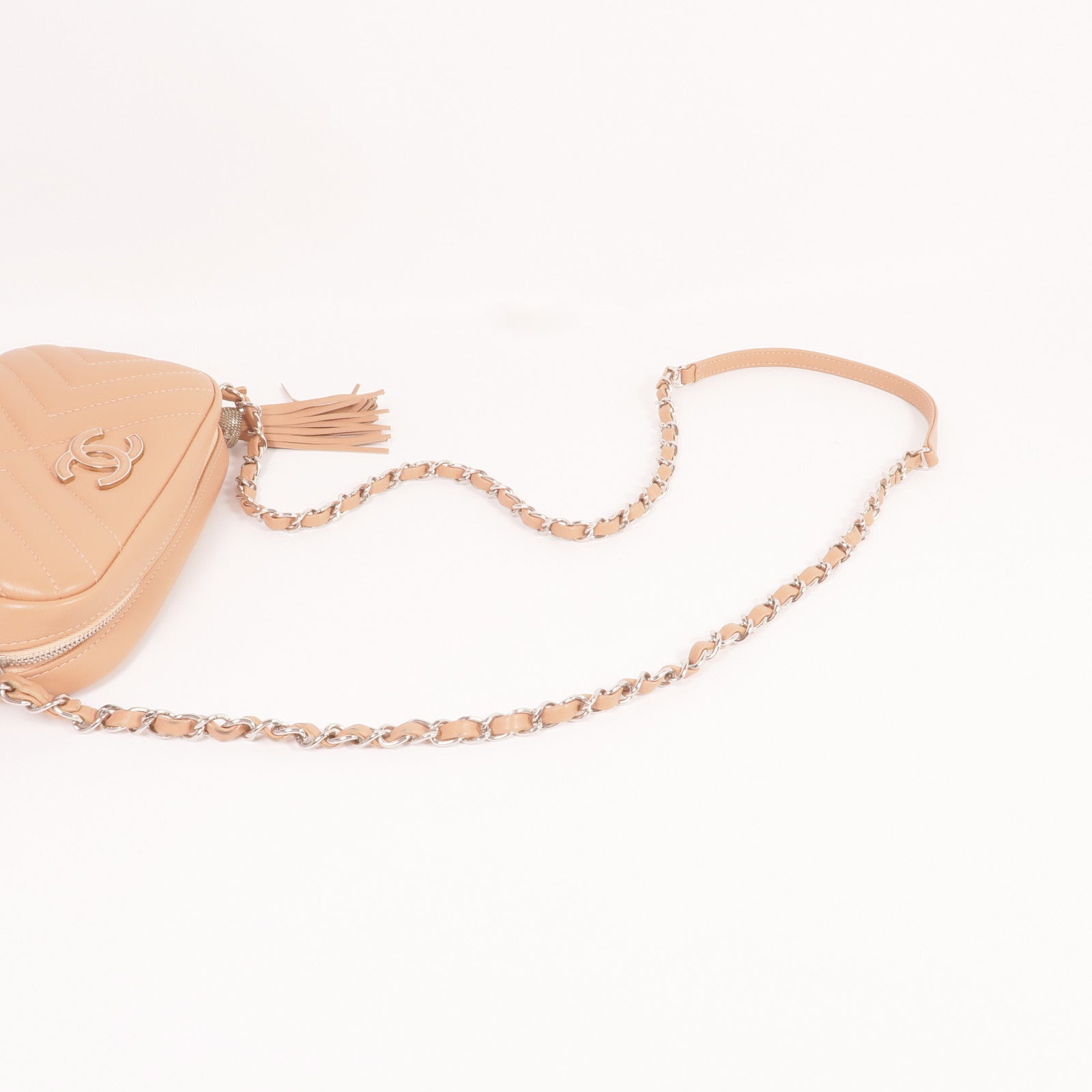 CHANEL 羊皮皮革Chain Shoulder銀扣鏈帶肩背袋