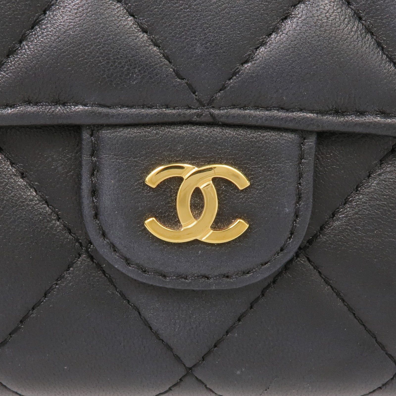 CHANEL 羊皮皮革Long Wallet金扣長錢包