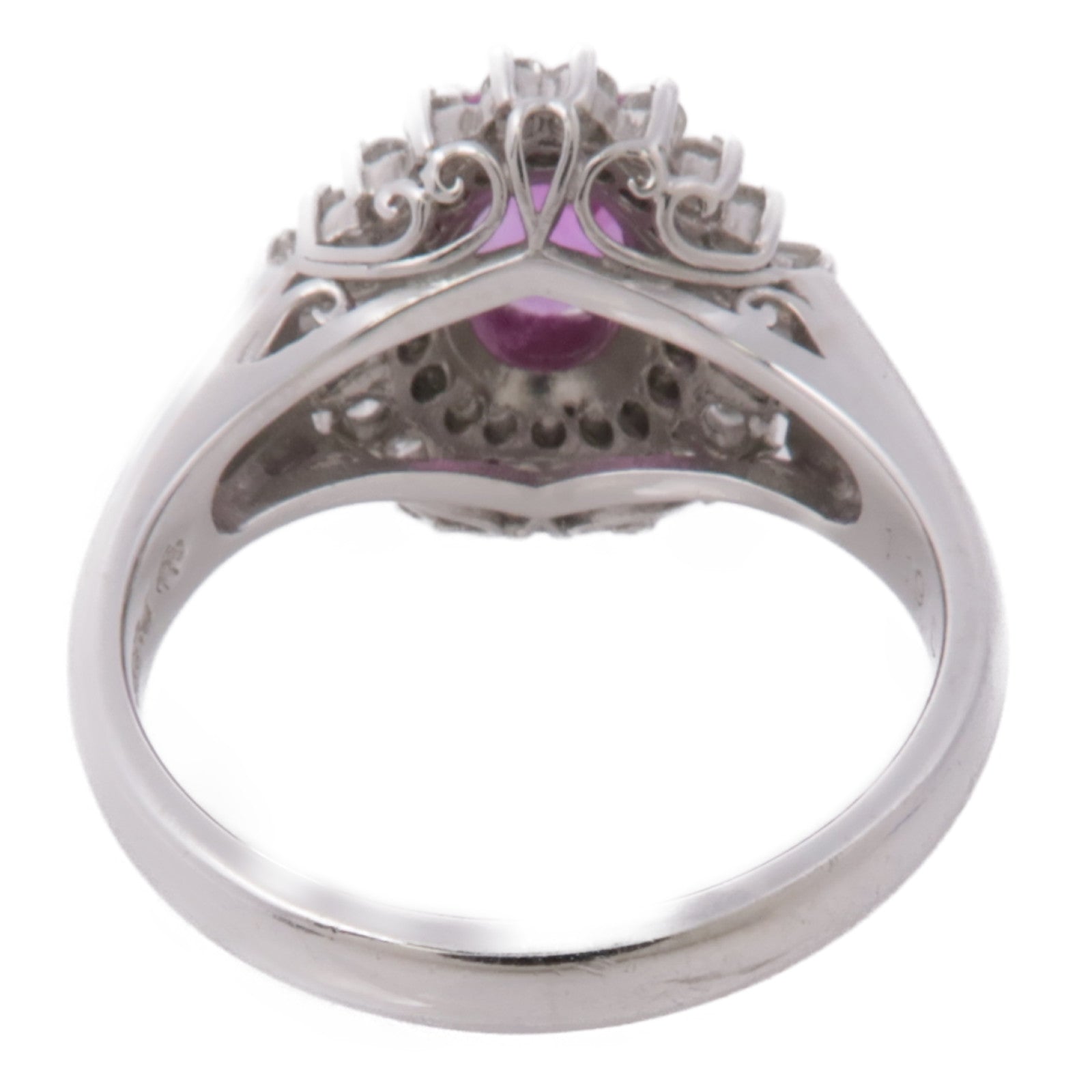 JEWELRY 【激減優惠】PT850鉑金Pink Sapphire/Diamond Ring粉紅藍寶石/鑽石戒指US#6