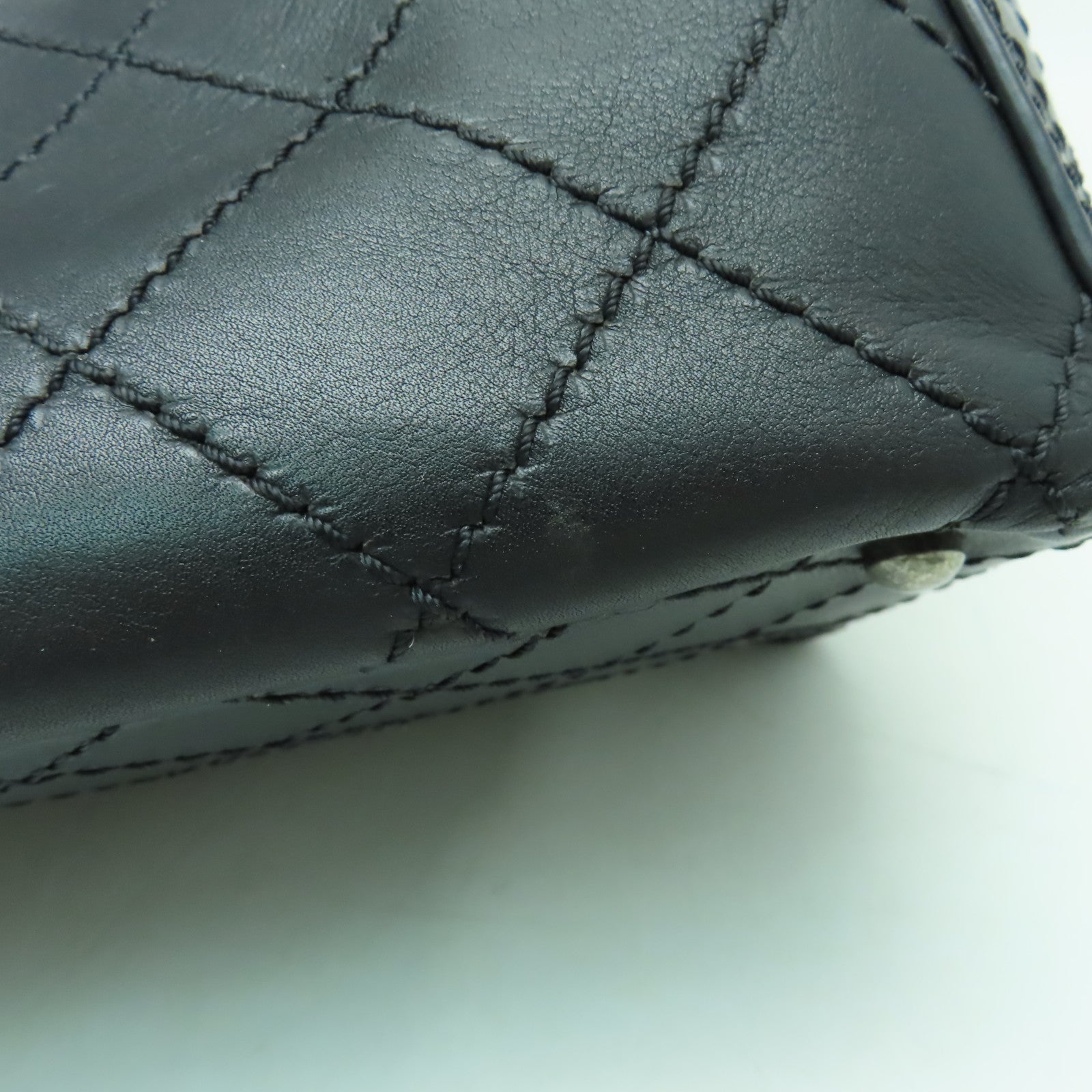 CHANEL 菱格牛皮皮革Shoulder Bag銀扣鏈帶肩背袋黑色