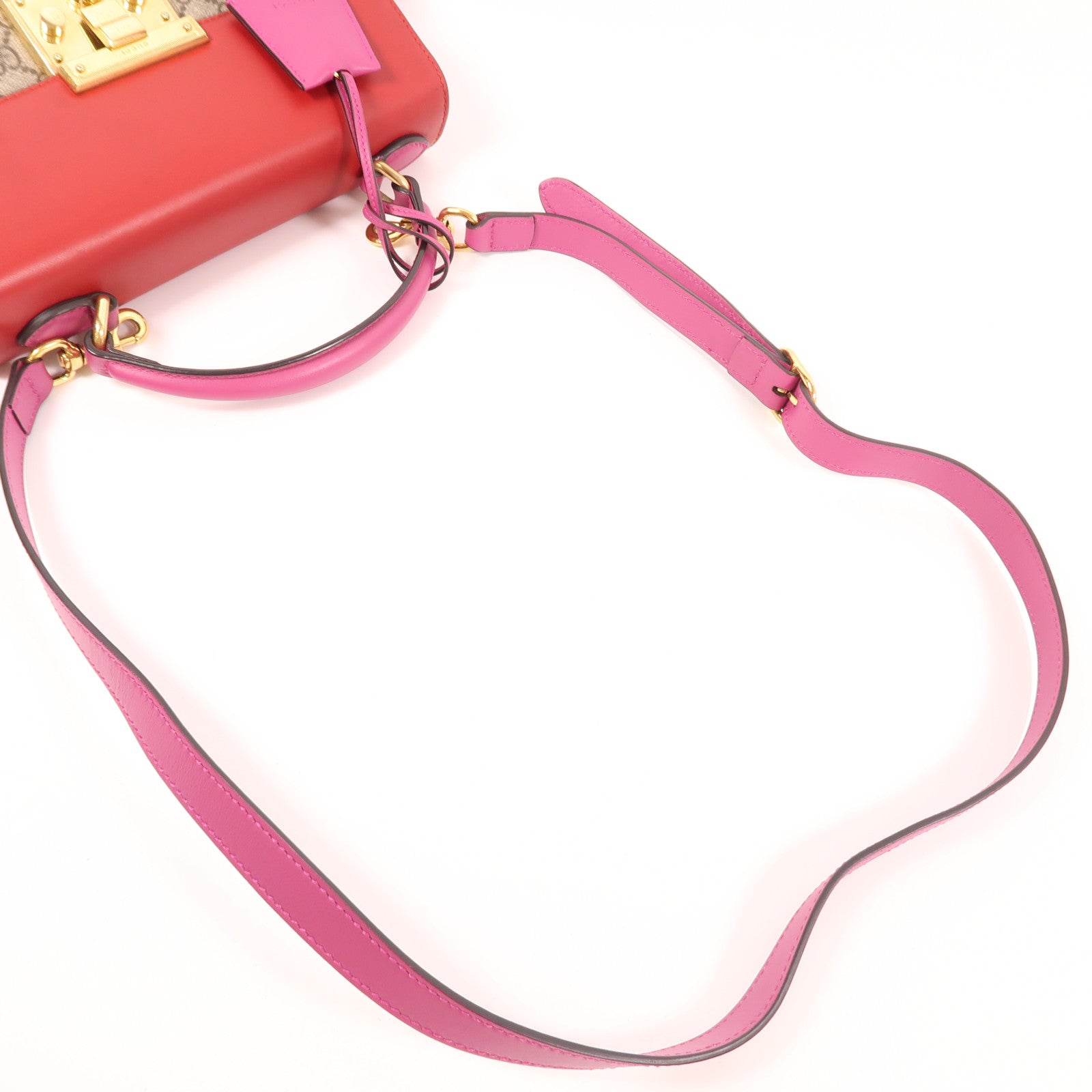GUCCI 塗層帆布/皮革GG Supreme 2 Way Shoulder Bag金扣手挽肩背兩用袋