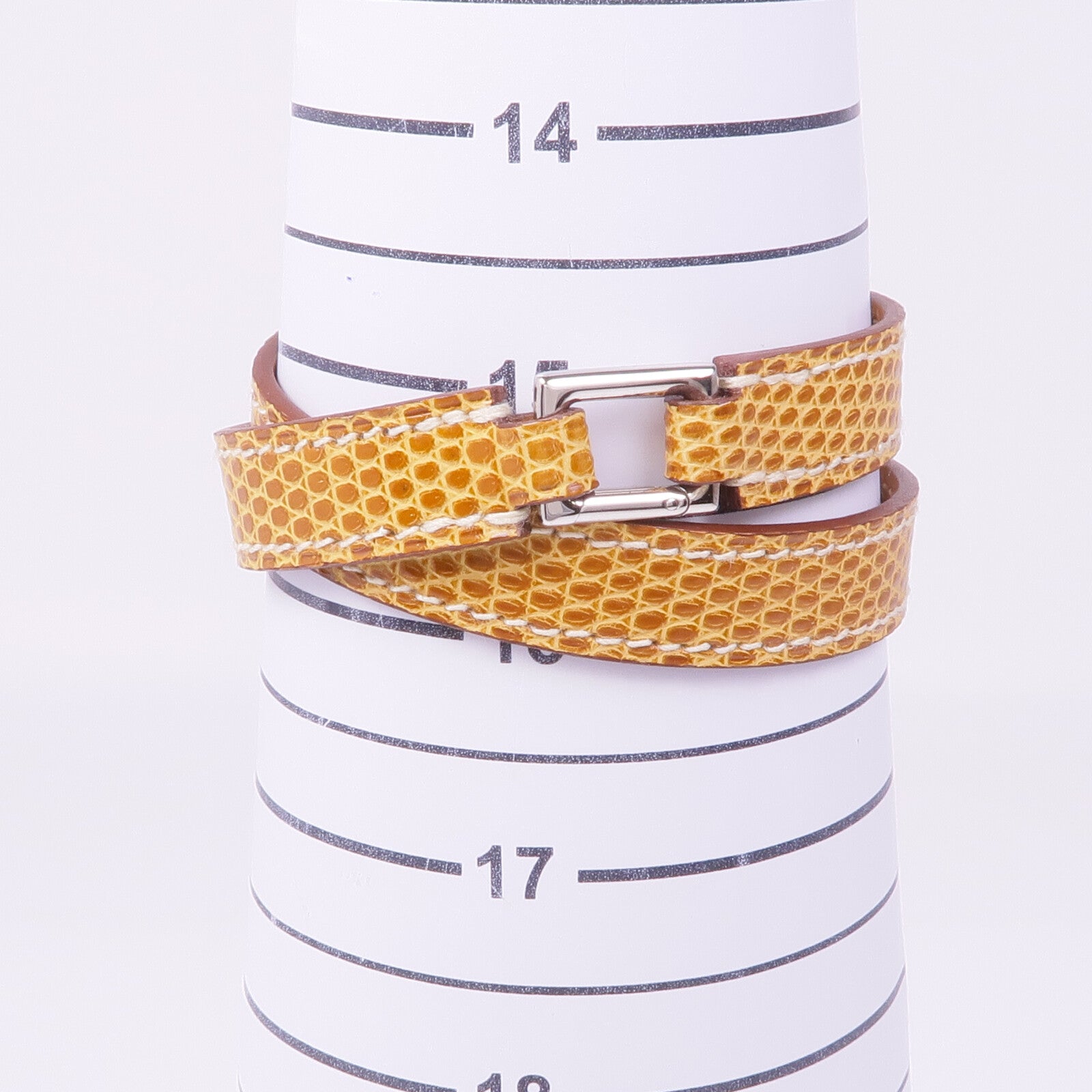 HERMES Lizard皮革Rivale Double Tour銀扣手帶