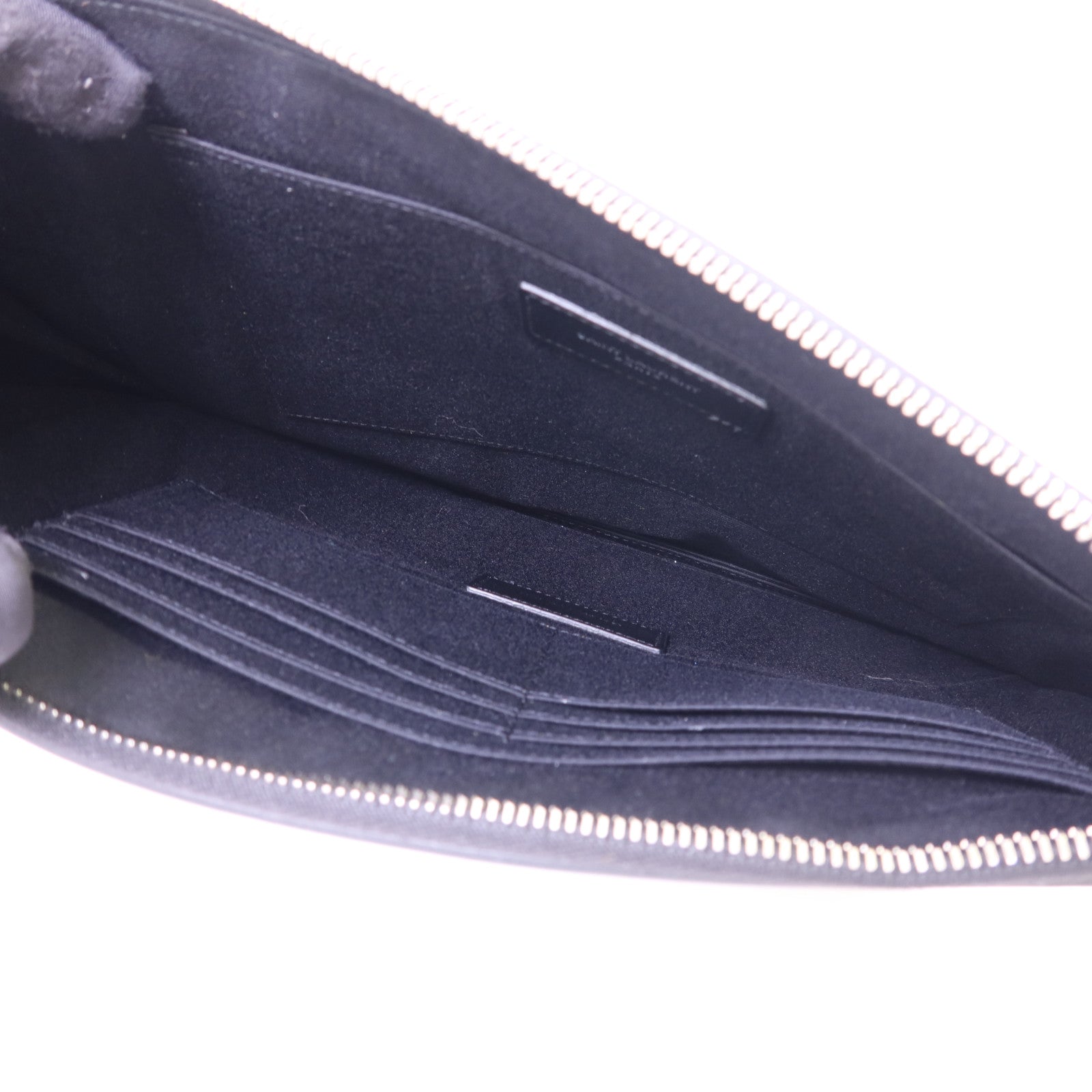 SAINT LAURENT 牛皮皮革Pouch銀扣手拿包