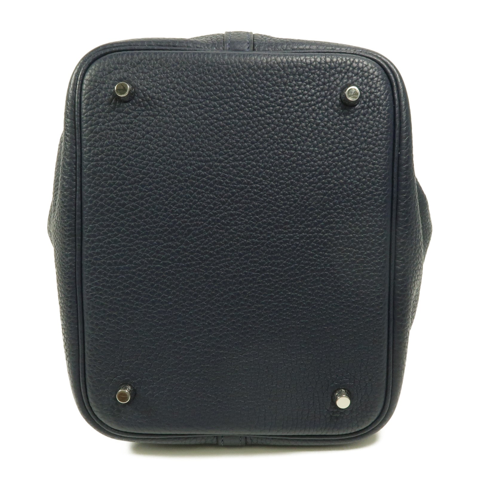 HERMES Clemence皮革Picotin MM手挽袋Bleu Nuit
