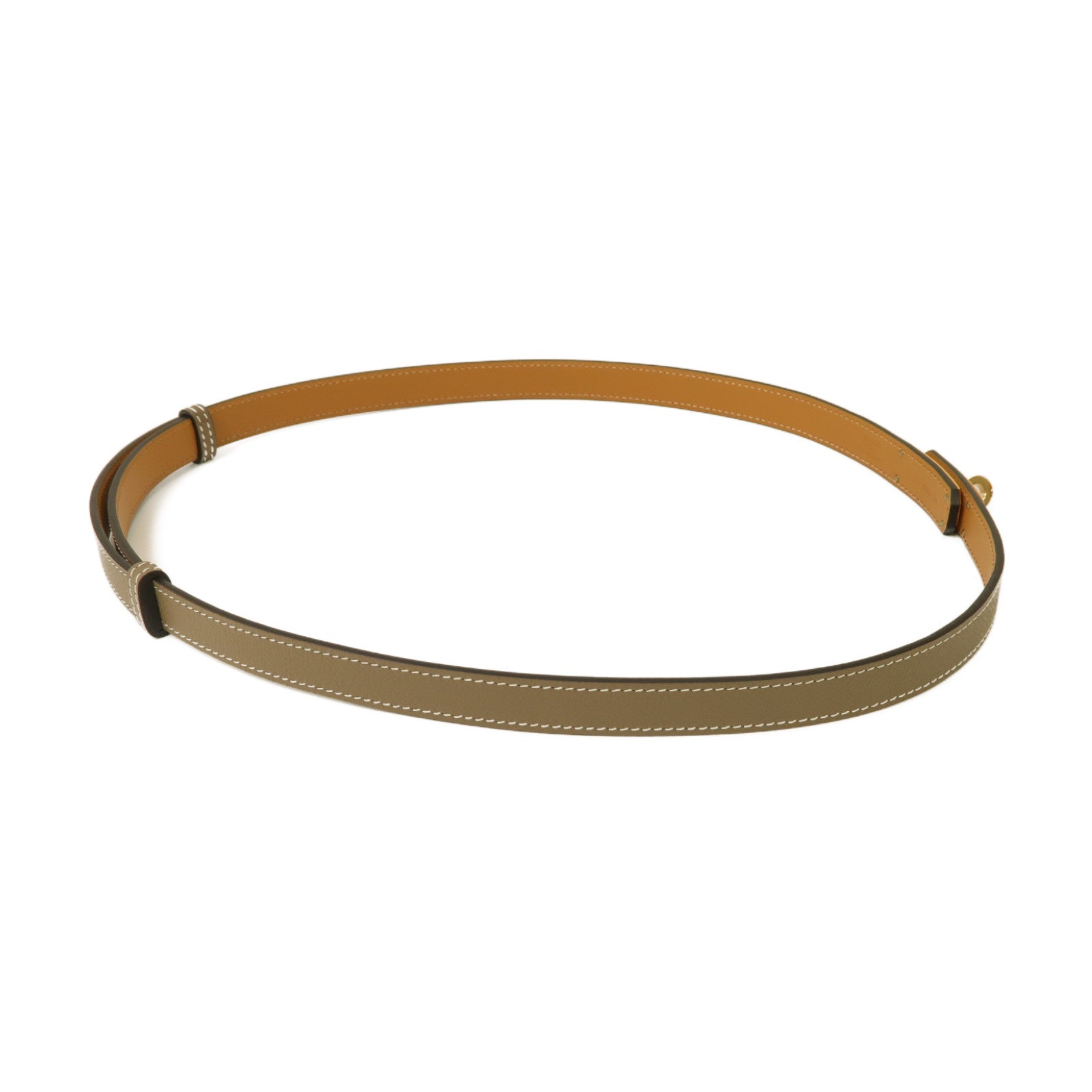 HERMES Epsom皮革Belt金扣皮帶灰色