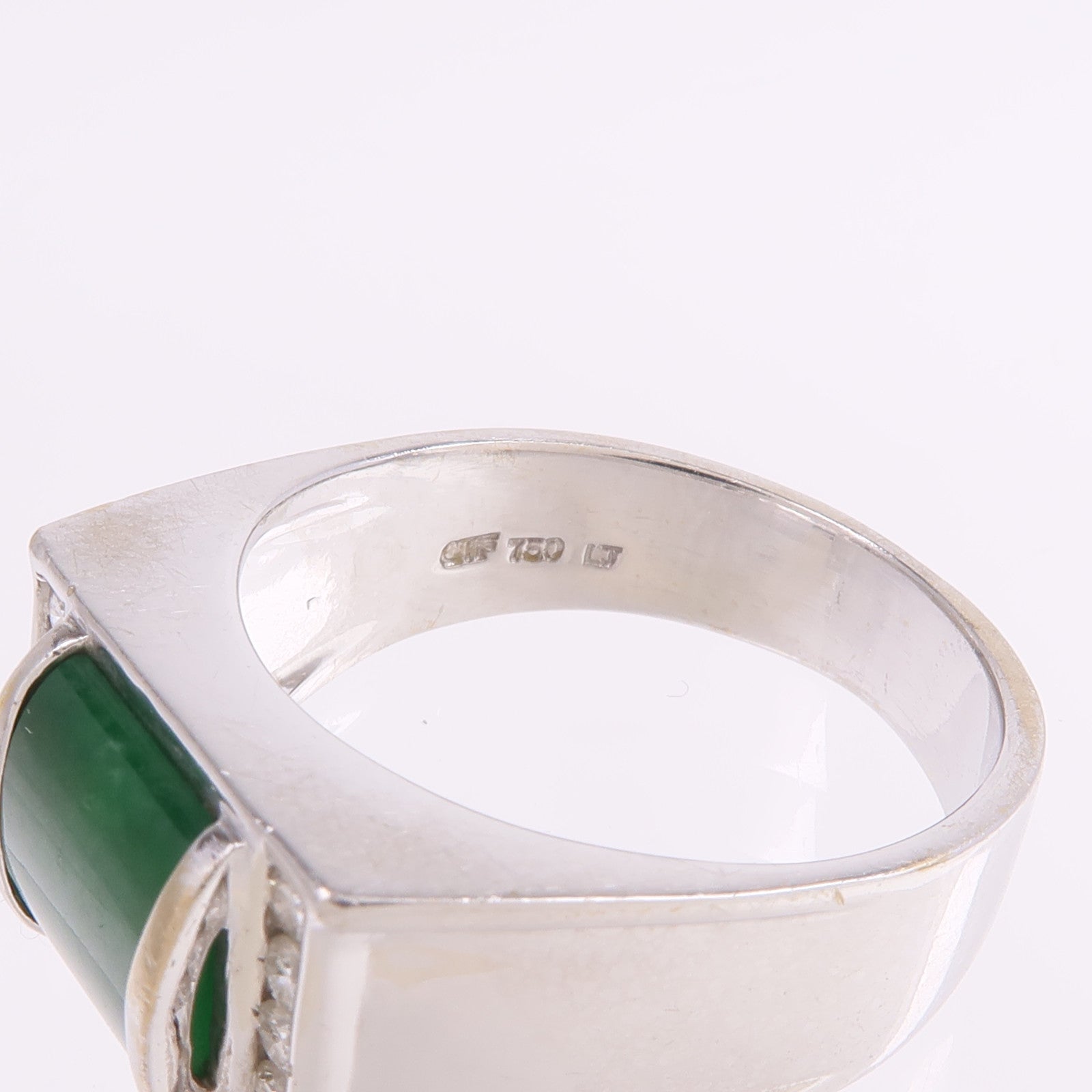 JEWELRY 18K白金Jade Diamond Ring翡翠/鑽石戒指US#9.25