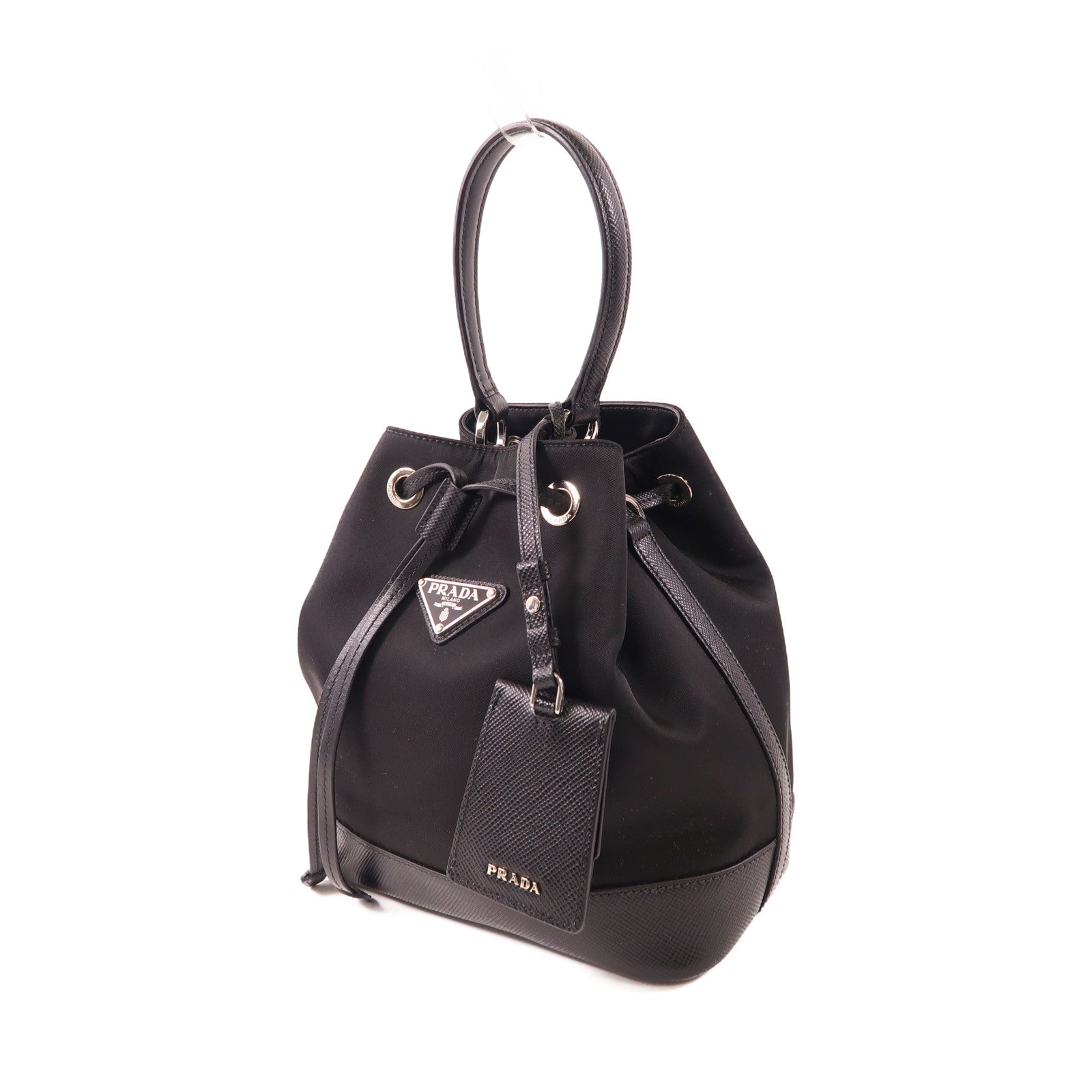 PRADA 尼龍/Saffiano皮革2 Way Shoulder銀扣手挽肩背兩用袋