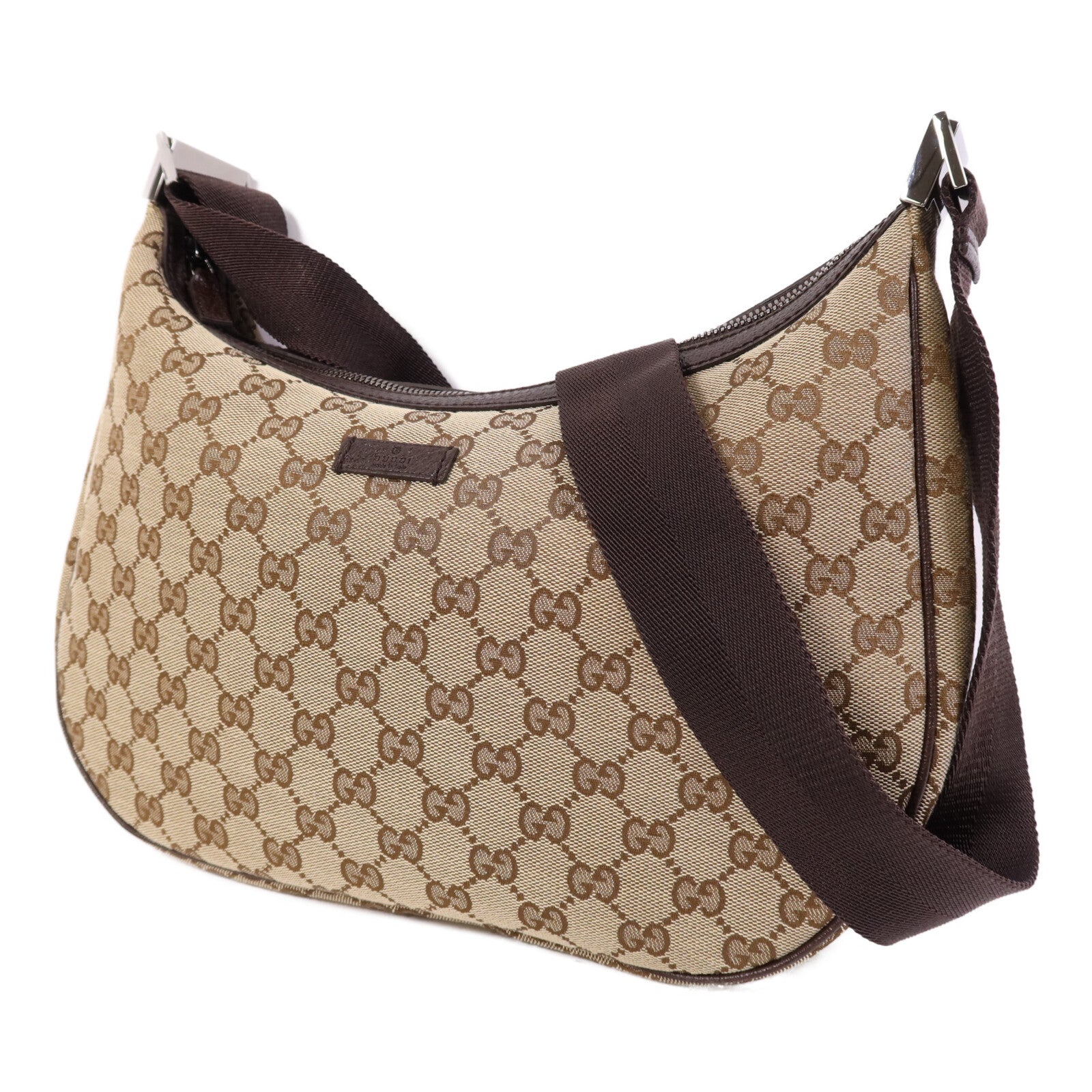 GUCCI 帆布Shoulder Bag銀扣肩背袋